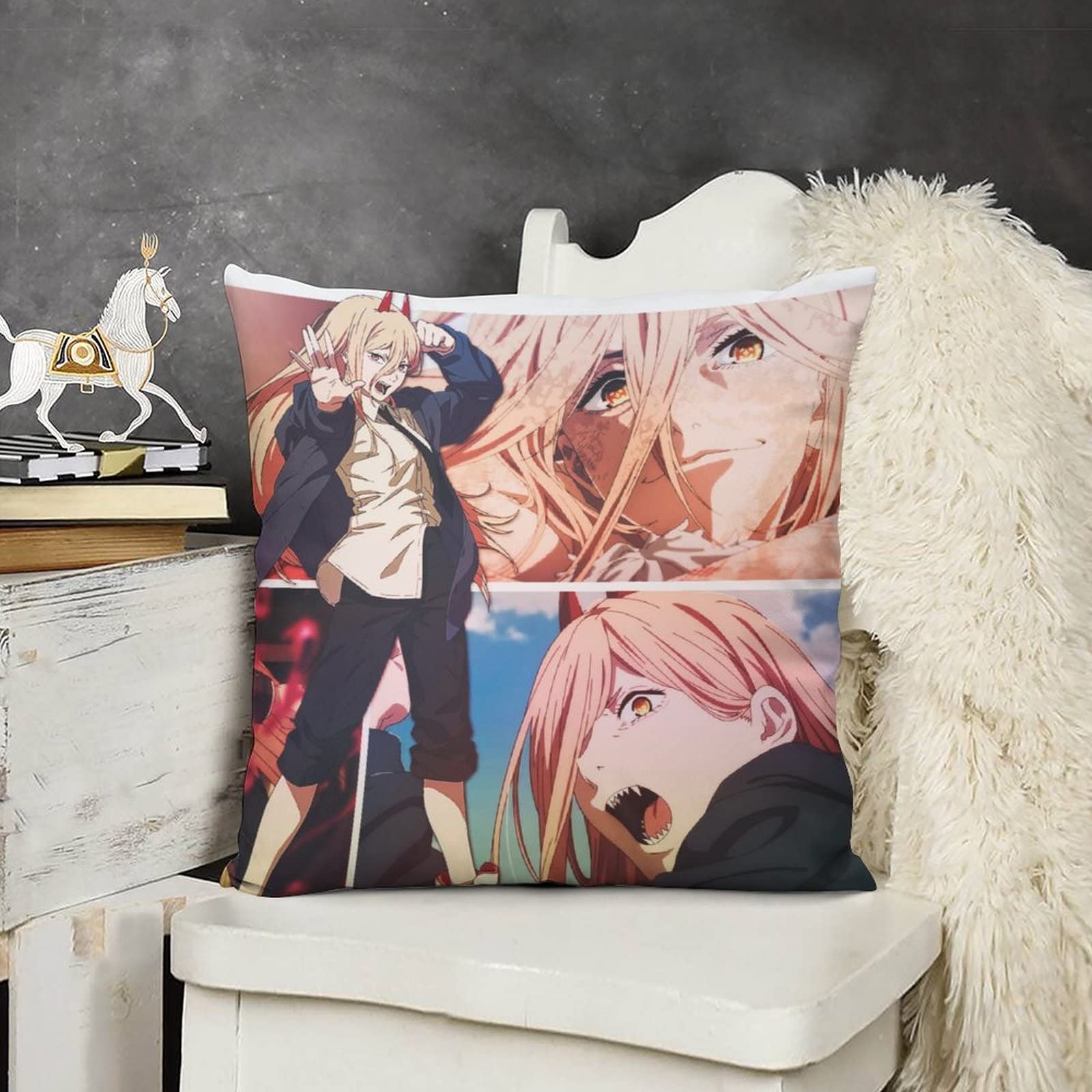 Amazon.co.jp: チェンソーマンクッションカバー坐垫套 45 45 座布団