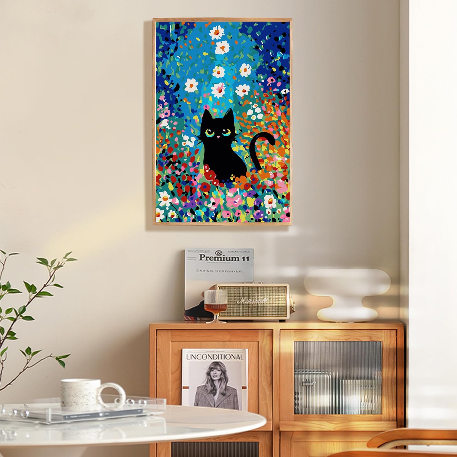 Peinture par Numero pour Adulte Enfant,Chat coloré Bricolage Peinture par Numéros à l'huile sur Toile,avec Peintures Acryliques et Pinceaux Kits pour la Décor de la Maison 50x65cm - avec cadre