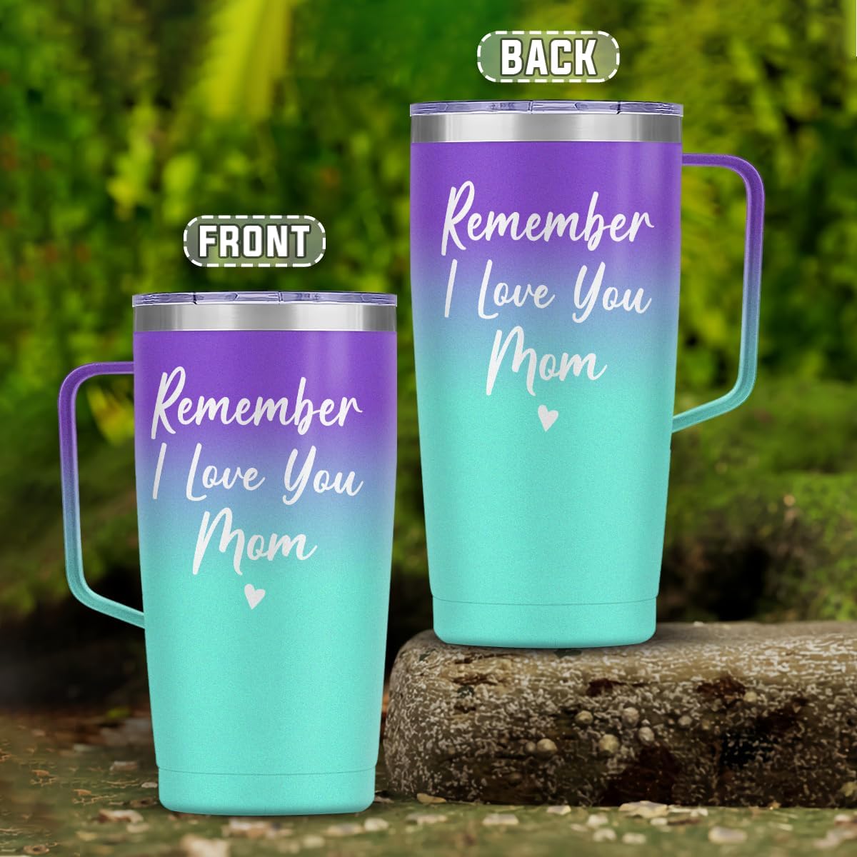 SANDJEST Mom Tumbler with Handle 20oz Stainless Steel Insulated Coffee Travel Mug Cup Moms Tumblers Gifts for Mother Mama Mommy from Daughter Son Gift for Mothers Birthday Christmas - Image 2