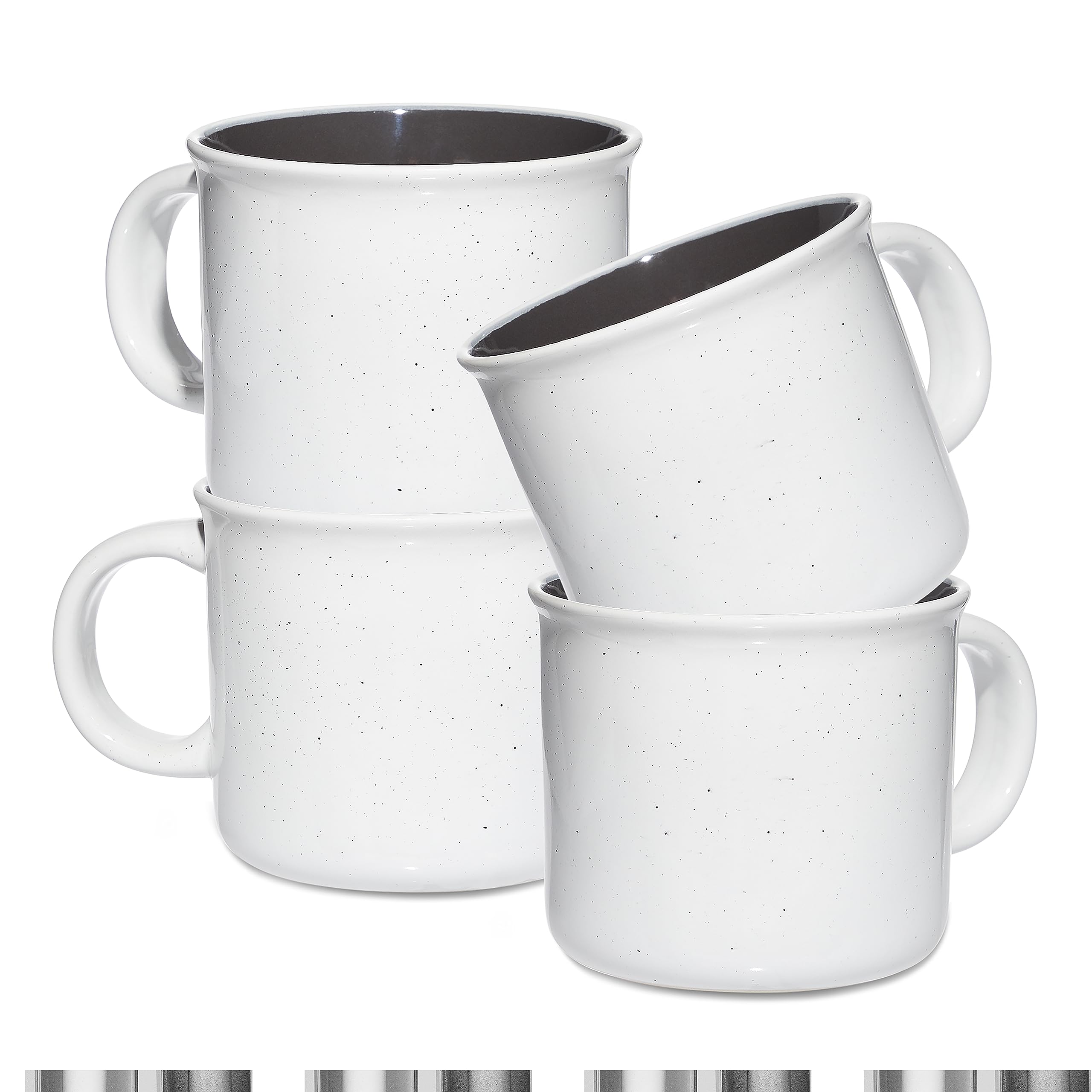 SHEFFIELD HOMECeramic Mug Set - 4 Large 16 oz Speckled Coffee Mug Set for Tea, Latte, Cappuccino, Milk and Hot Chocolate (White)