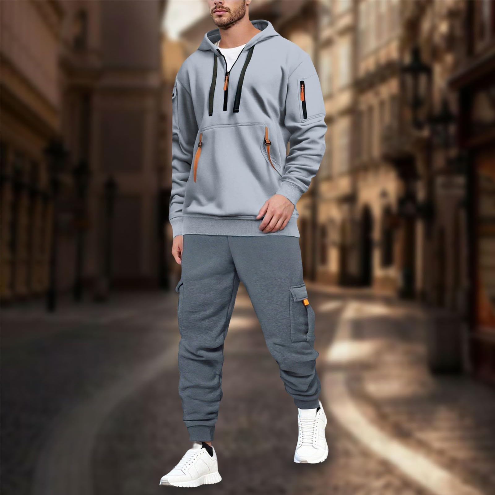 Conjunto Hombre Deporte Musculación, Conjunto Hombre Chic Y Casual, | Otoño Invierno Cálido, Chándal con capucha, ropa para correr, gimnasio, ropa básica de 2 piezas, ropa exterior