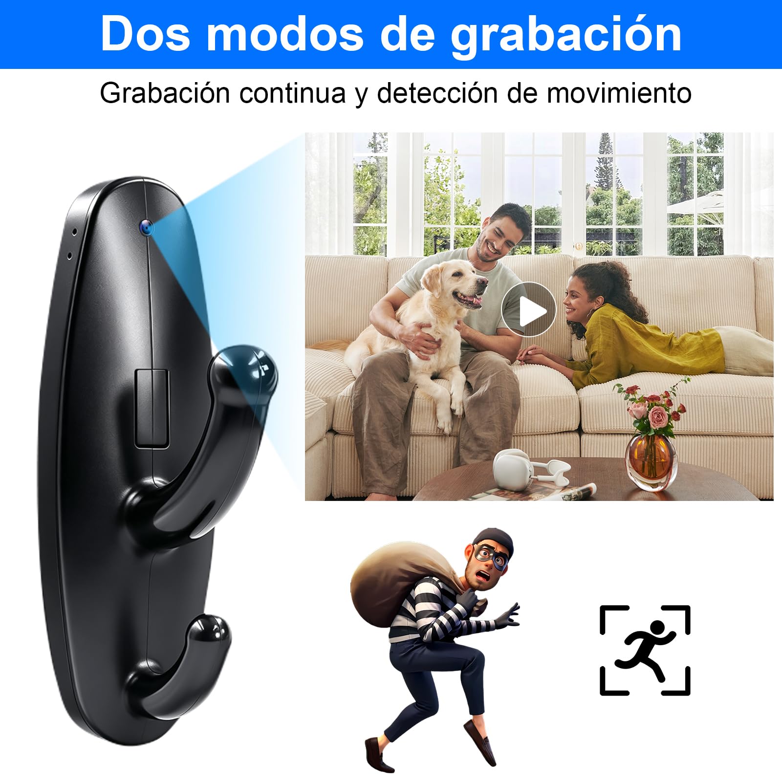Cámara Espía HD 1080P, Micro Cámara Oculta sin WiFi Interior, Movimiento, Grabación en Bucle 120 Minutos para Uso Interno