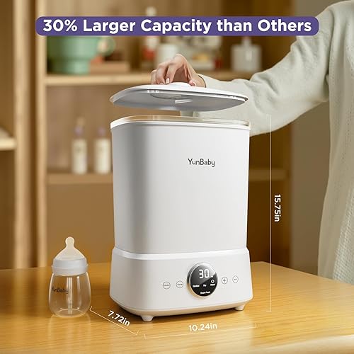 Miniatura 2 de Vaporizador y secadora de biberones, limpiador de vapor eléctrico 5 en 1 con gran capacidad de 2 capas, universal para todos los artículos de bebé