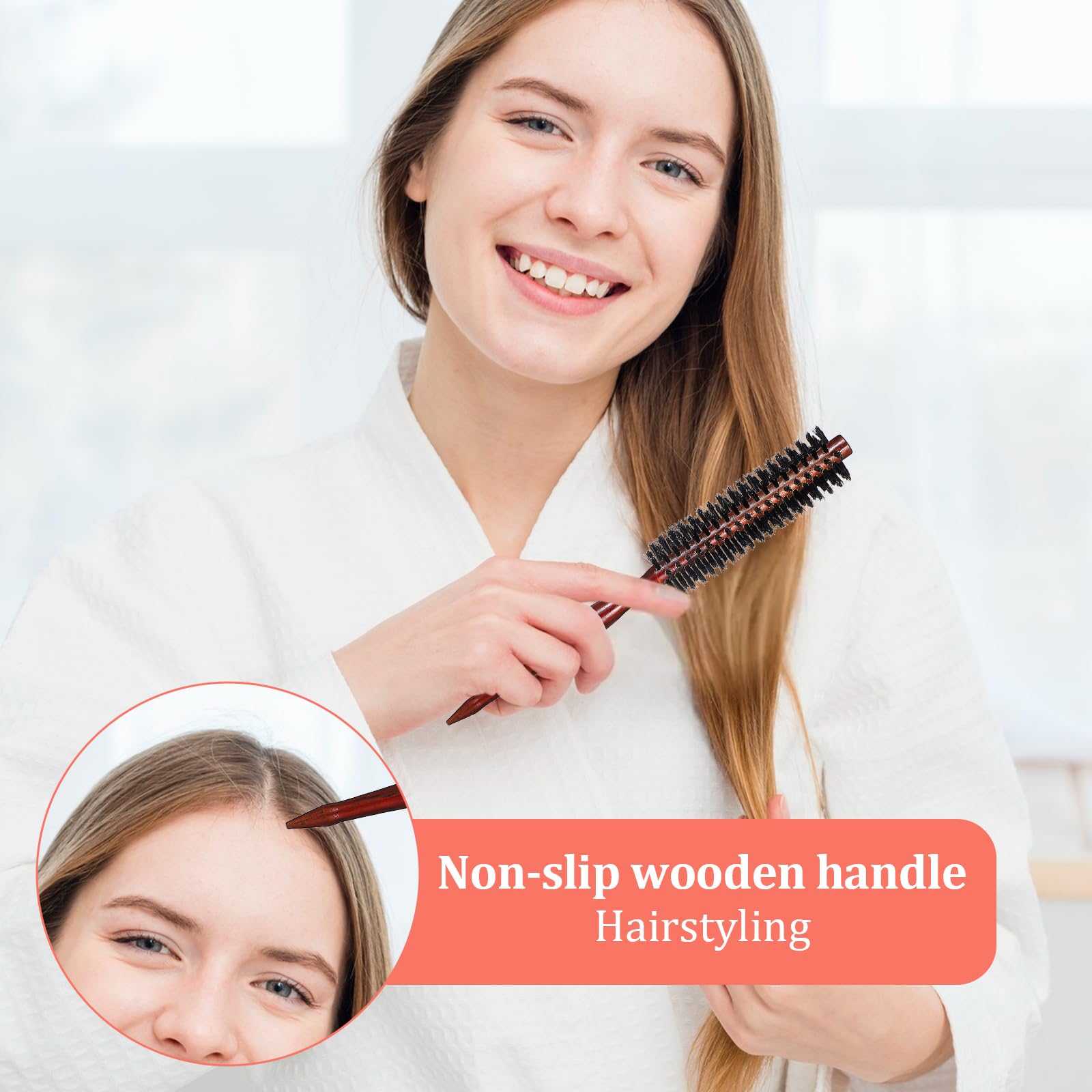Wanmu Small Boar Bristle Round Brush - Image 3