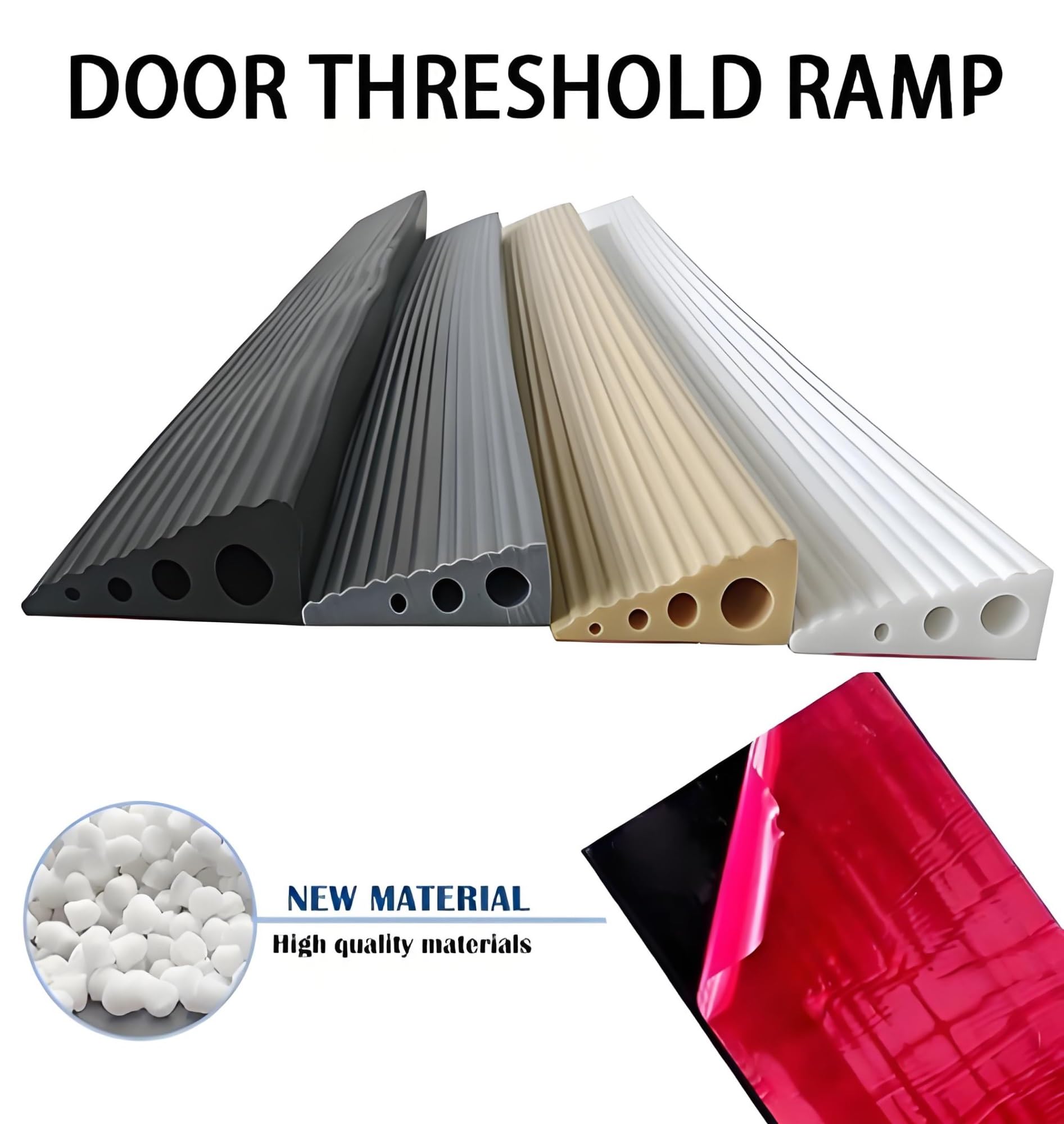 Rampa de goma para umbral de puerta de 23.6 pulgadas, rampa de movilidad autoadhesiva para puertas, ideal para acceso a barredoras y scooters (negro, 30 mm de alto x 105 mm de ancho)