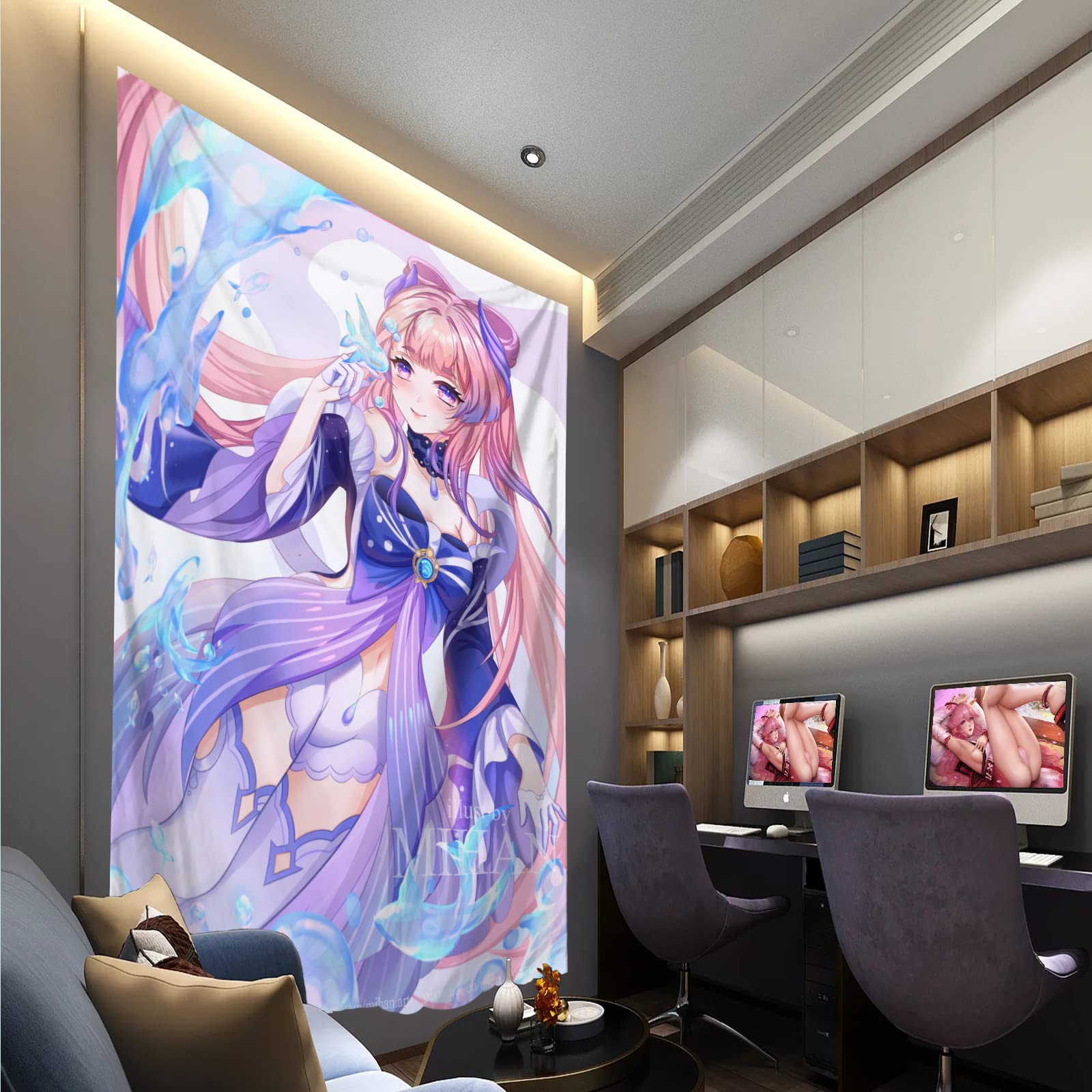 Amazon.co.jp: タペストリー 原神 （げんしん） 珊瑚宮心海 魚