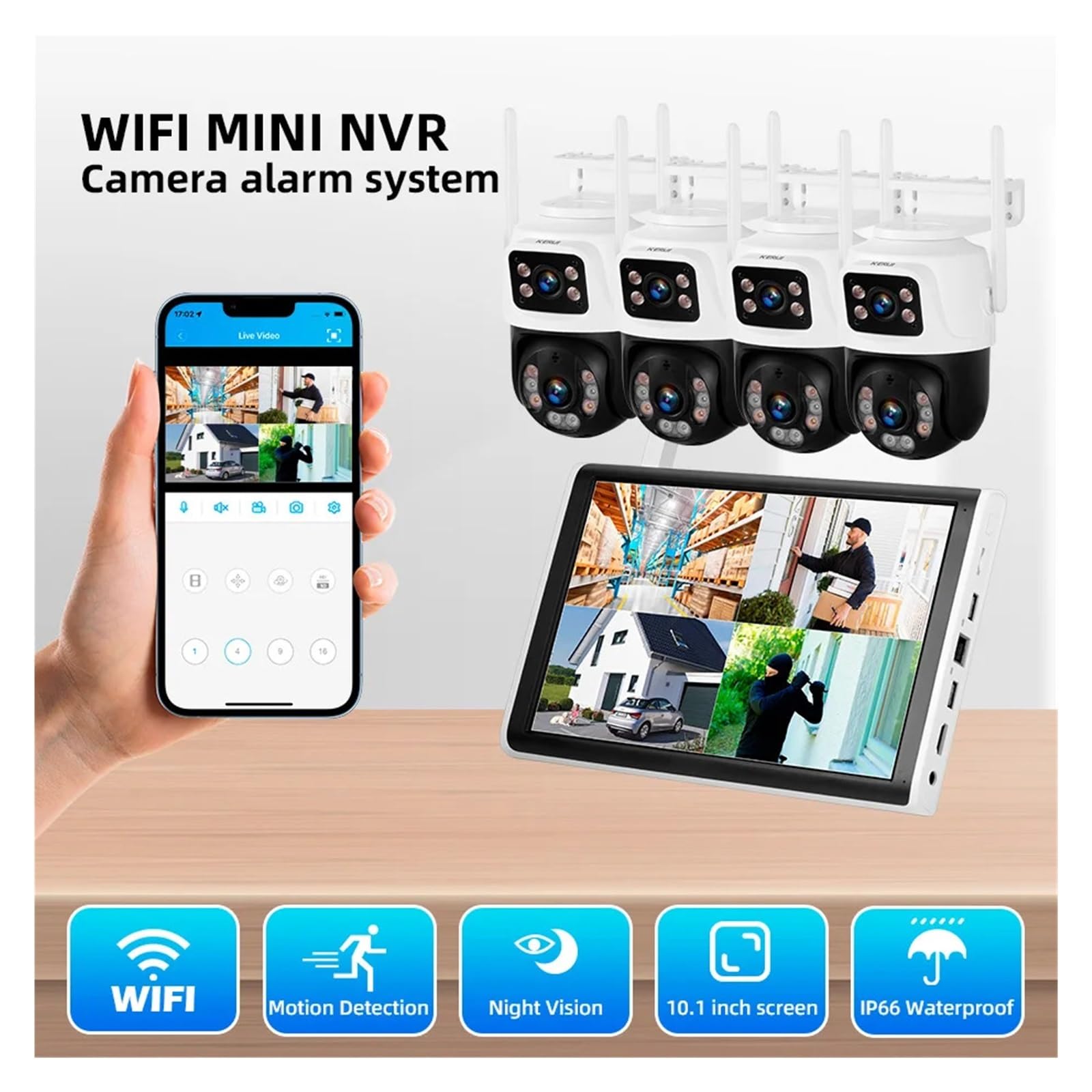 Caméra IP WiFi 6MP HD H.265 PTZ 8CH