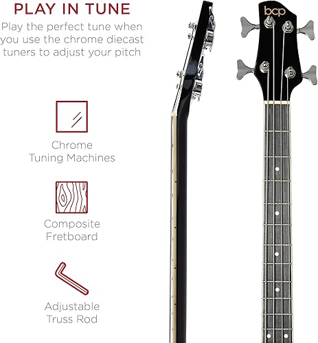 Miniatura 47 de Guitarra Eléctrica Acústica Bass Azul construcción de madera maciza con ecualizador