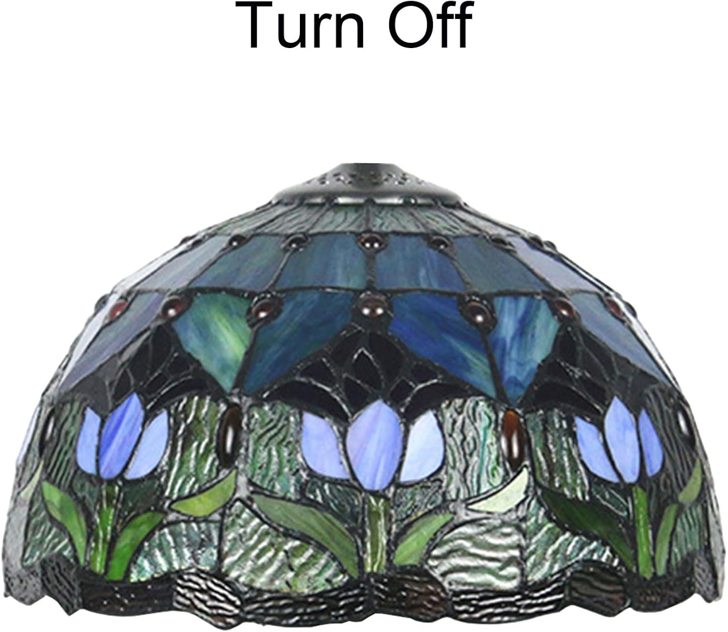 Tulip Table Lamp Shade Replacement Only 12 Inch Tiffany Style Stained Glass Lampshades, Vintage Pastoral Romance Light Cover Only for Desk Light Pendant Light Ceiling Lamp,Purple