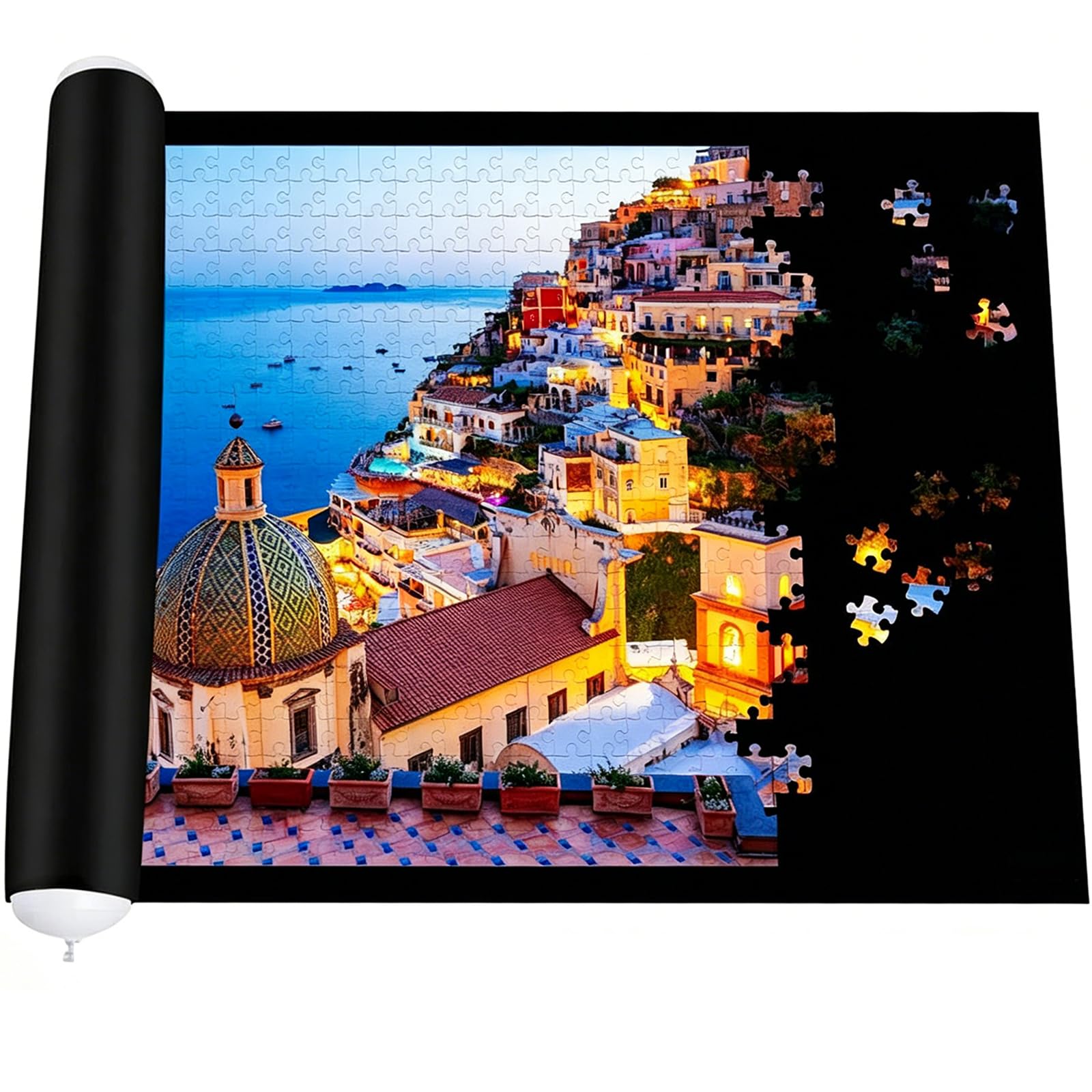 Tapis Puzzle Rouleau Feutre 116×66 cm, 1500 Pièces | Antiglisse Tapis de Rangement Portable