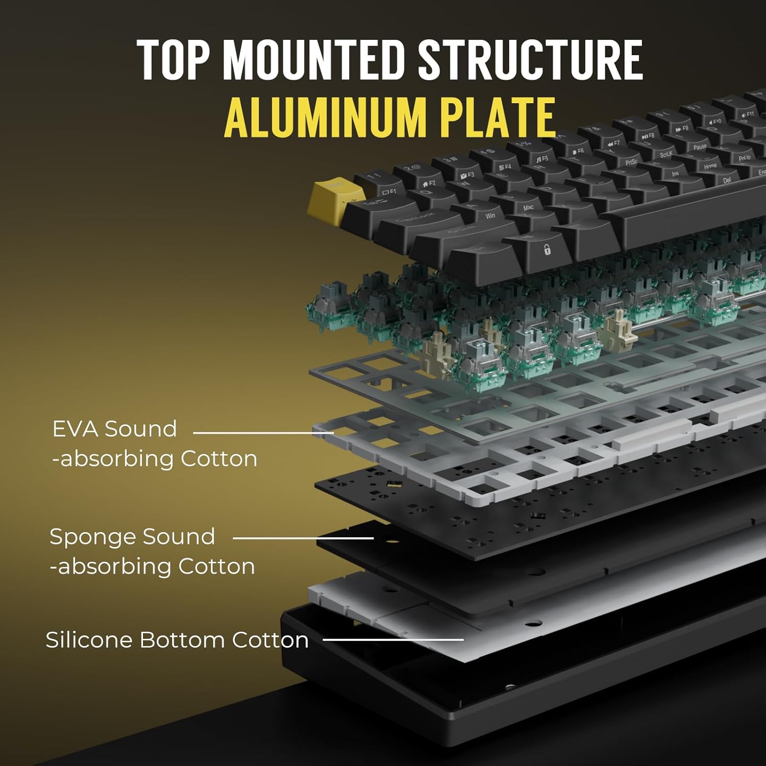 RK ROYAL KLUDGE C61 HE Gaming Keyboard 60% Wired Mechanical Keyboard with Hall Effect Magnetic Switch 8000Hz Polling Rate Rapid Trigger RGB Backlit, 61 Keys, Black Yellow