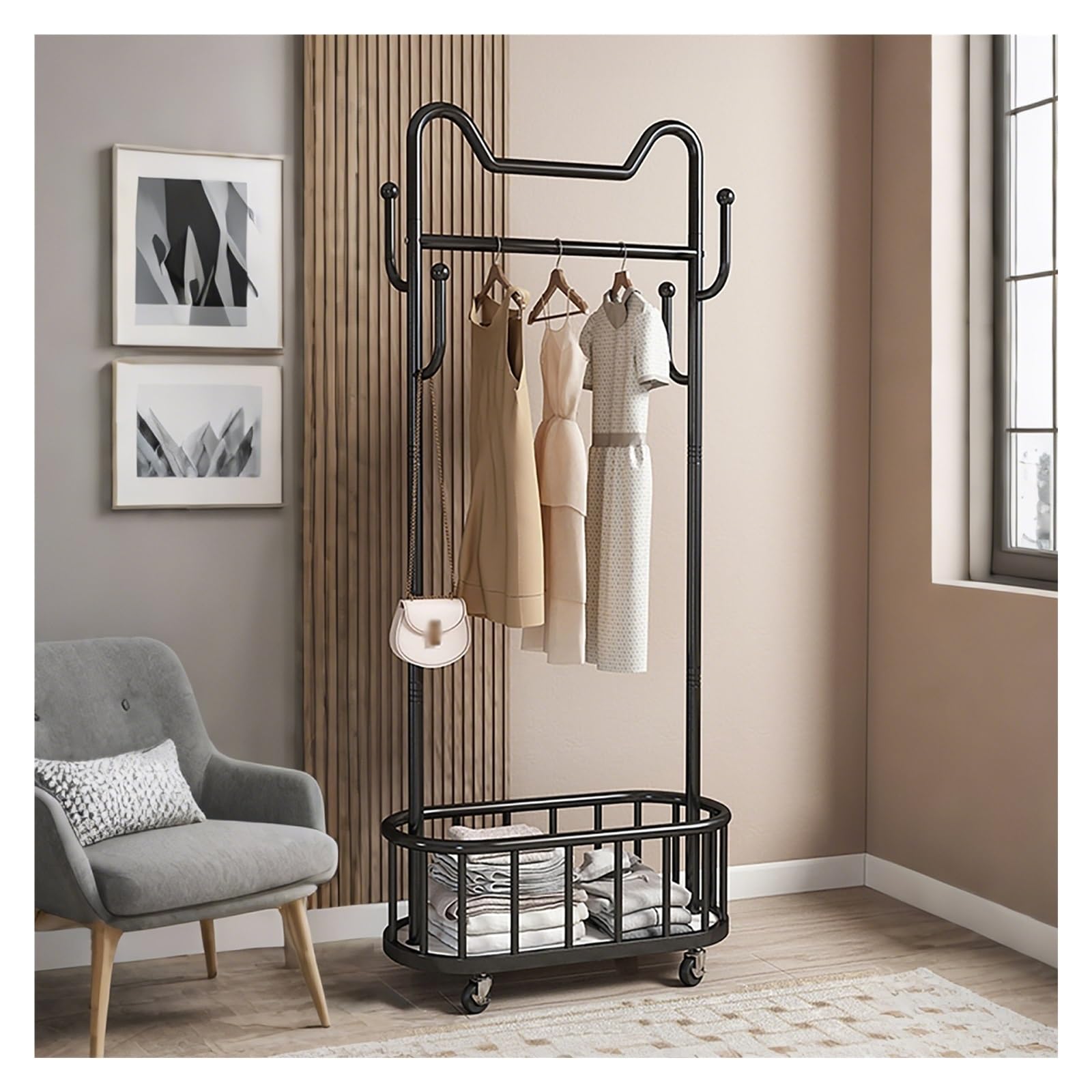 Portant à vêtements robuste idéal pour chambre à coucher et couloir étroit
