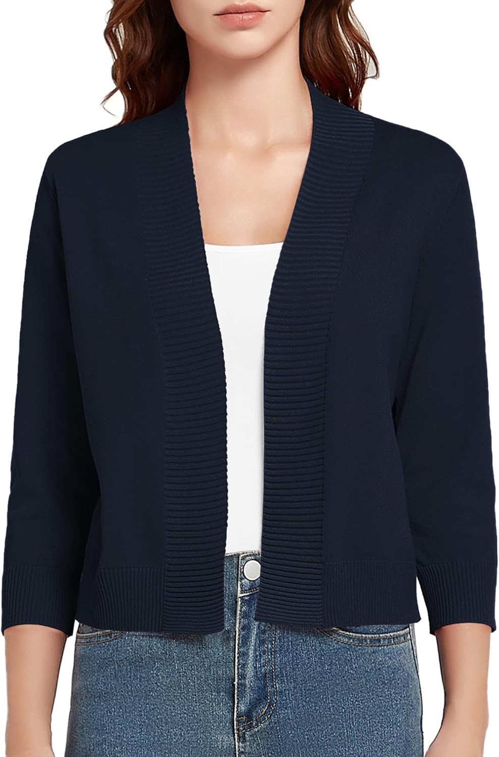 Urban CoCo Women's 3/4 Sleeve Short Cropped Cardigan Sweaters Lightweight Shrug Sweater Jacket for Dresses - Image 3