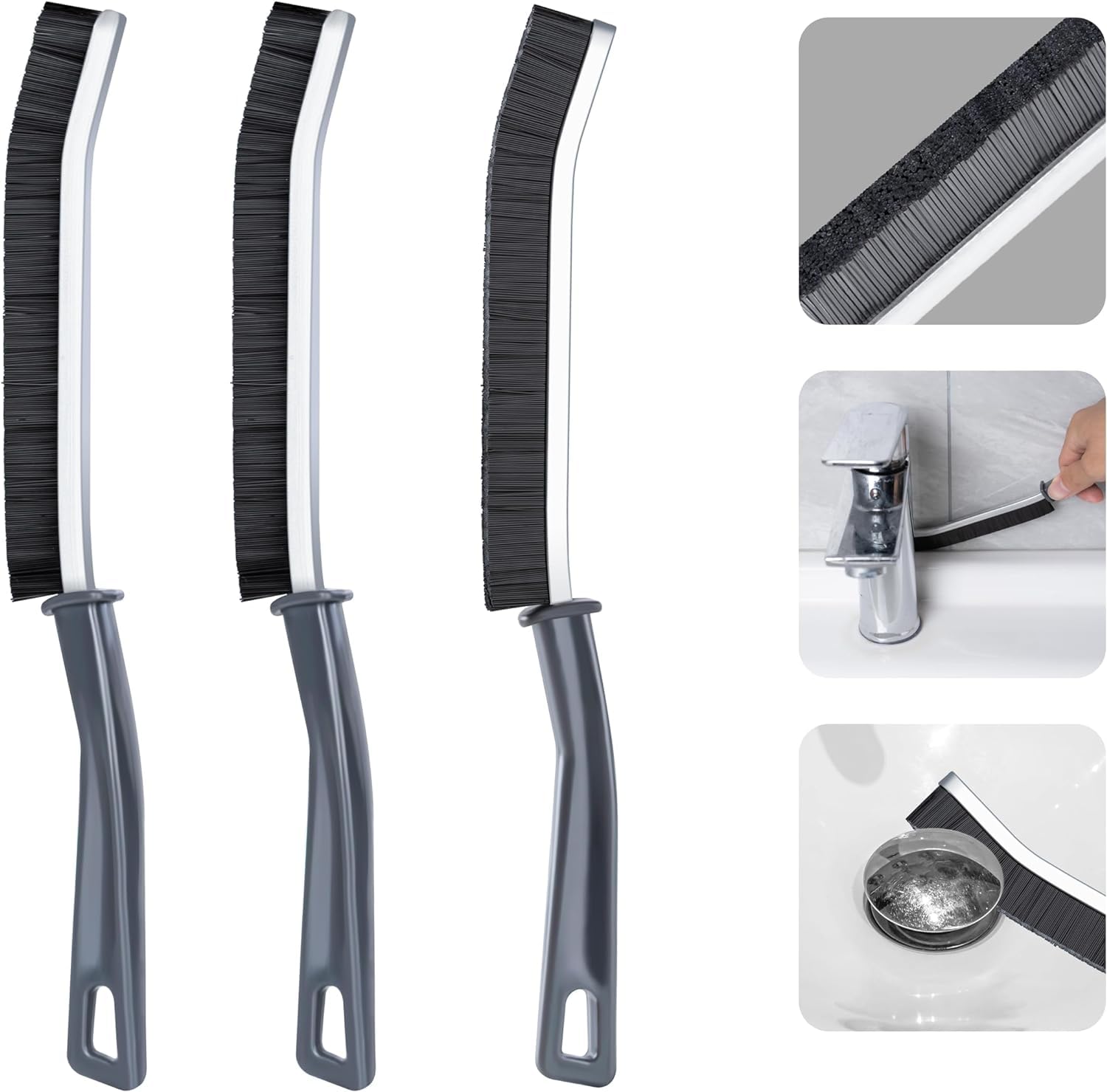 3 Pcs Hard Bristle Crevice Cleaning Brush, Small Cleaning Brushes, Grout Cleaner Brush, Toilet Brush, Scrub Brush for Shower Tile, Skinny Gap Cleaning Tools for Household Use, Bathroom, Kitchen