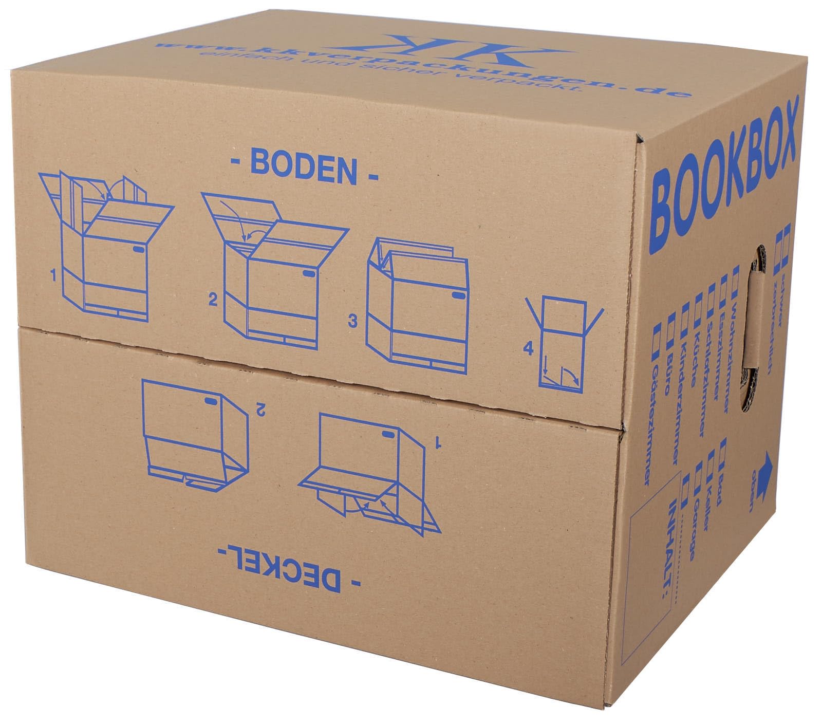 KK Verpackungen Bücherkartons 25 Stück 405x330x353 mm 2-wellig Tragkraft 50 kg Umzugskarton