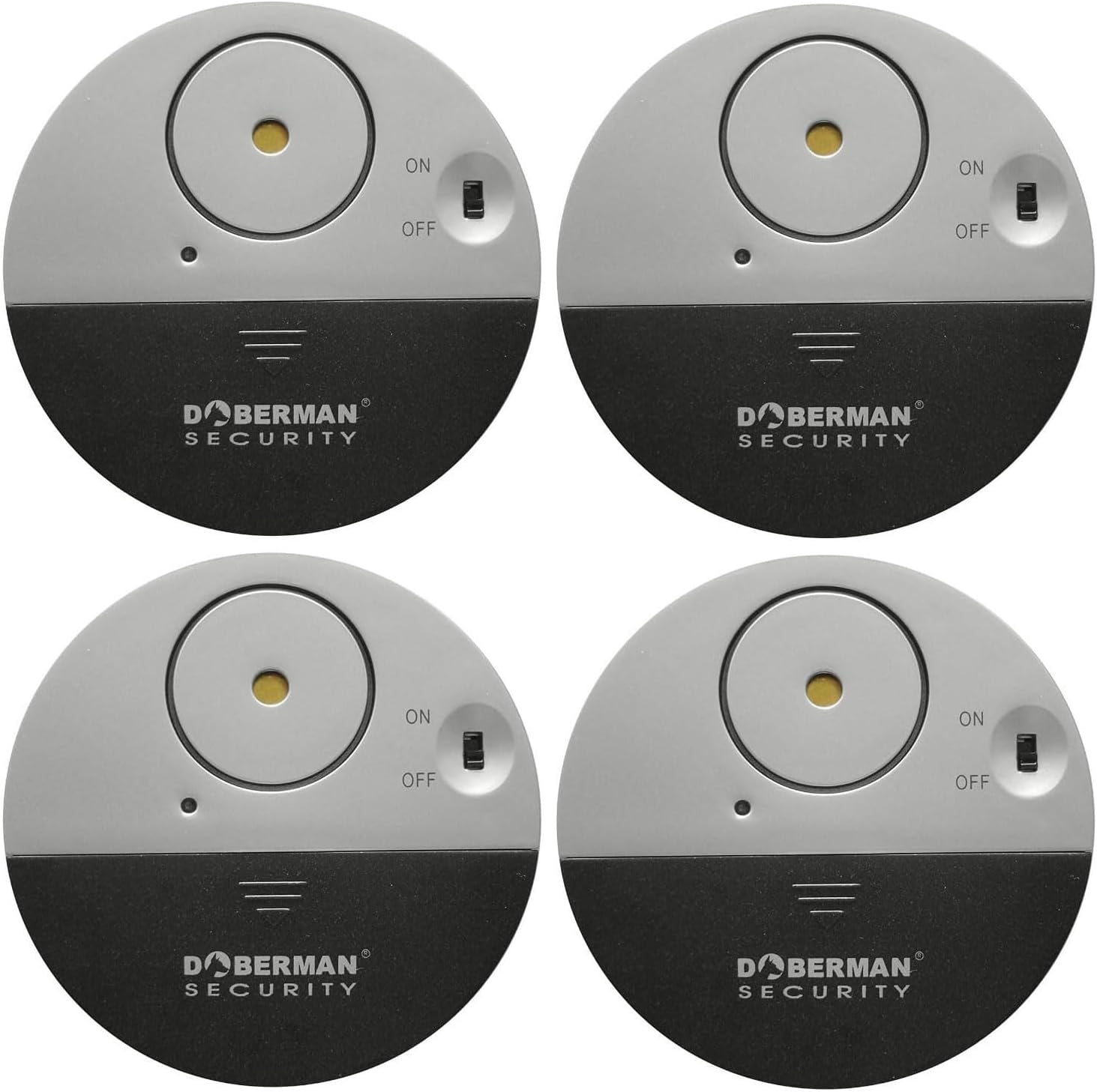 WER 4 X Doberman Security Ultra-Slim Loud 100dB Alarm and Vibration Sensors-Modern & Ultra-Thin Design Compatible with Virtually Any Window-Perfect for Home, Office, Dorm Room or Even RVs 4-Packs