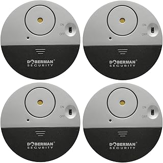 Doberman Security Slim Loud 100dB Alarm and Vibration Sensors-Modern & Ultra-Thin Design Compatible with Home, Office, Dorm Room or Even RVs