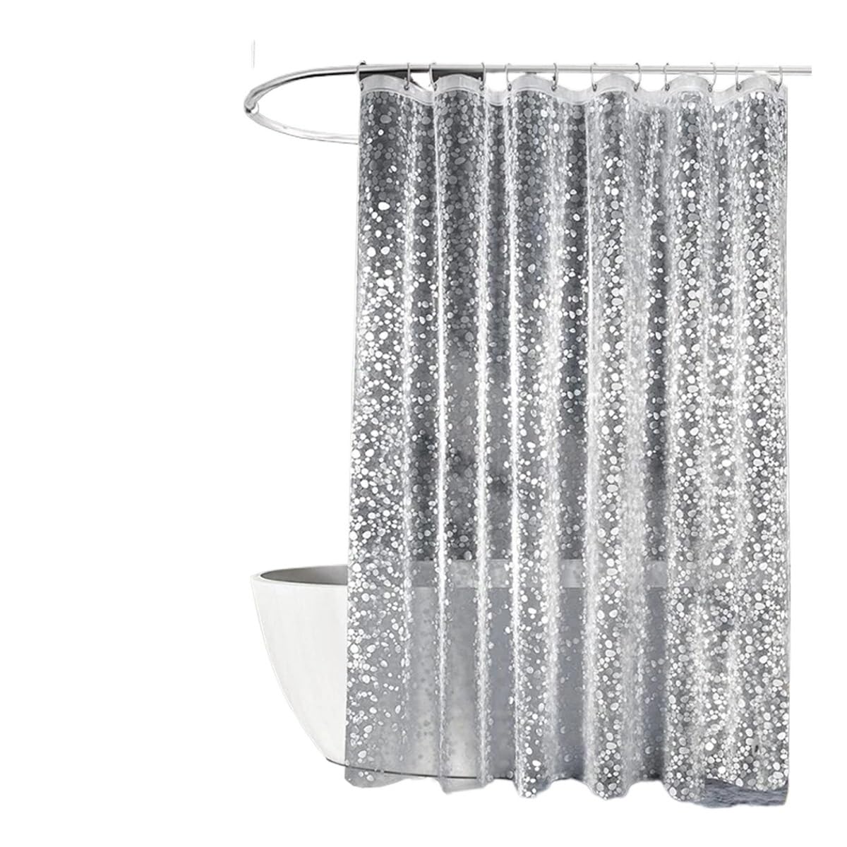 AIMANQI Shower Curtain Transparent Lining Bathtub Bathing Cover Cobblestone Bathroom Bath Curtains Liner(W150xH180cm)