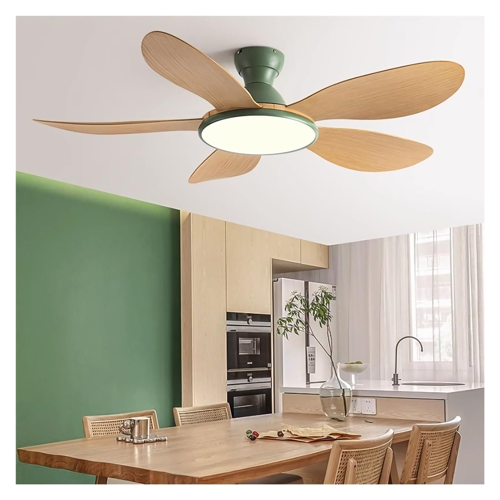 Ceiling Fan With Light And Remote, LED Dimmable Fan Ceiling Lamp, 6 Speeds