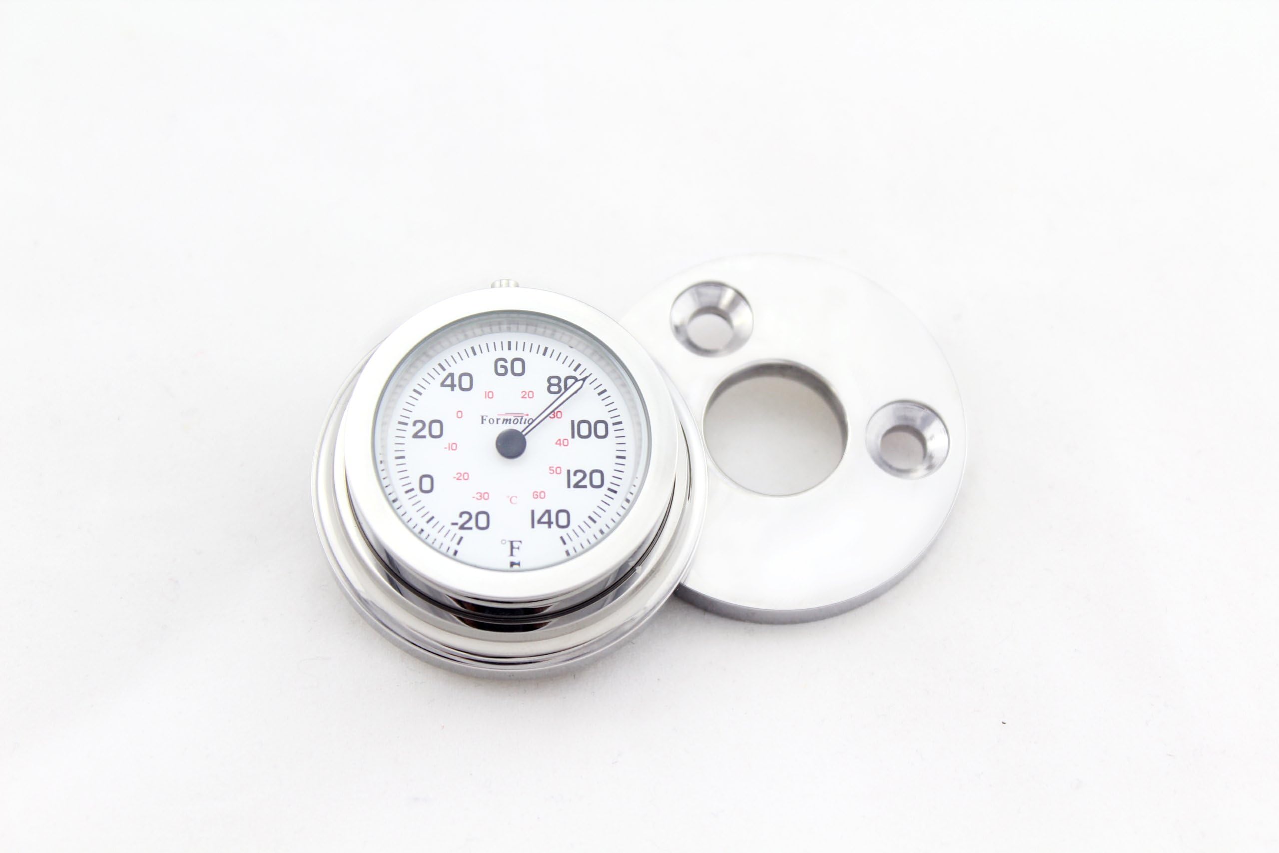 Formotion RKC-30710 White Face Round Fork Lock Cover Thermometer for Harley-Davidson Road King