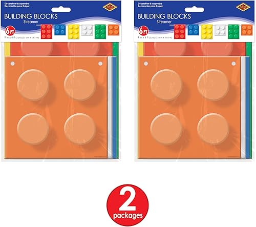 Miniatura 5 de Beistle Banderines de bloques de construcción de 2 piezas, 9 x 6 pies, multicolor