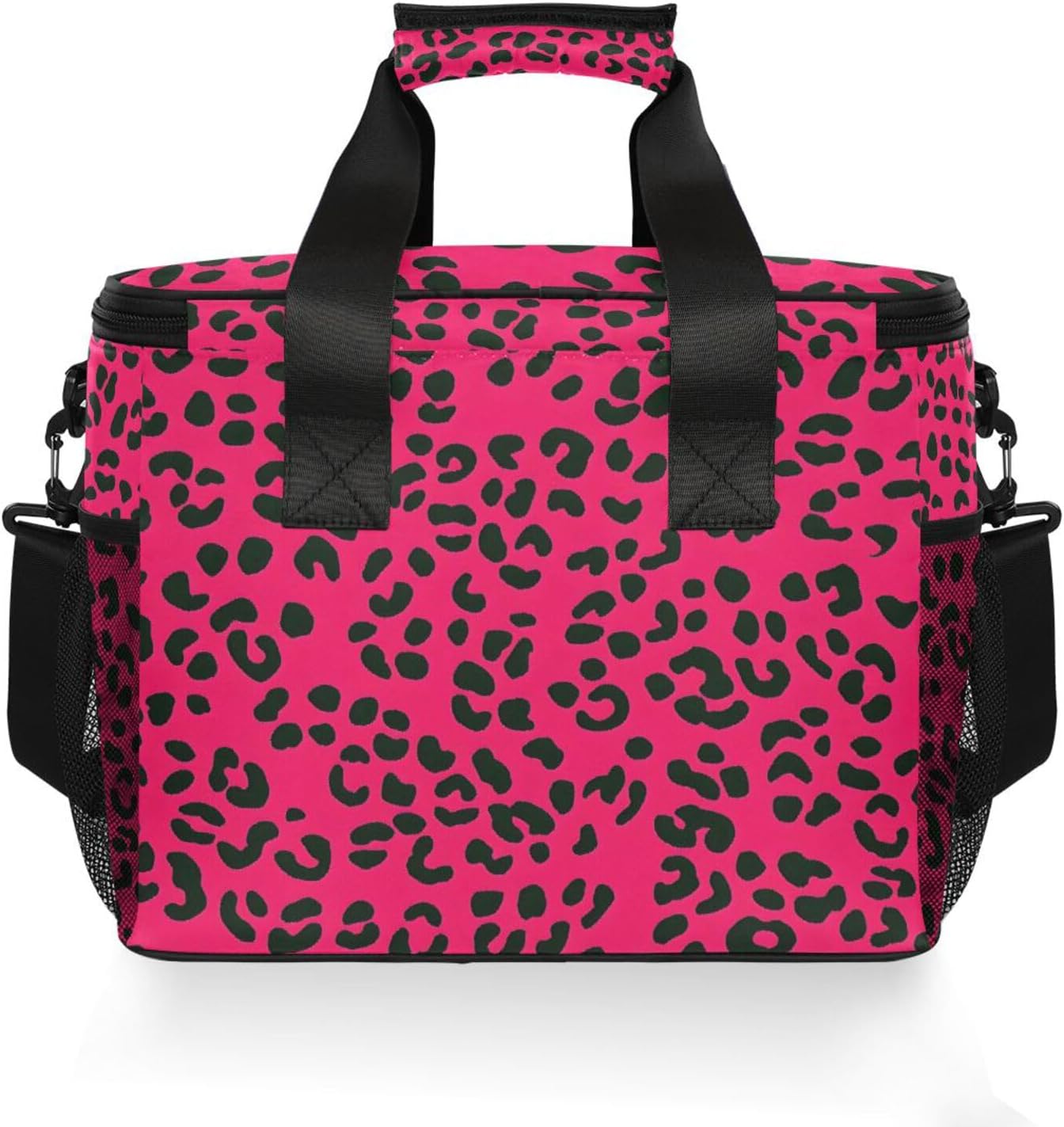 Cooler Bags Insulated Red Leopard Pattern Print, Lunch Box 24 Can Leakproof Light Weight for Picnic Camping Party