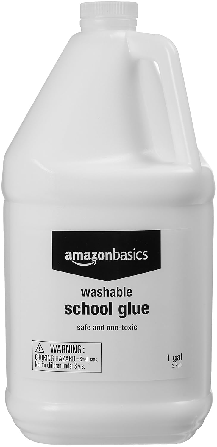 Amazon Basics All Purpose Washable School Craft Liquid Glue, Great for Making Slime, Single Pack, 1 gallon, White