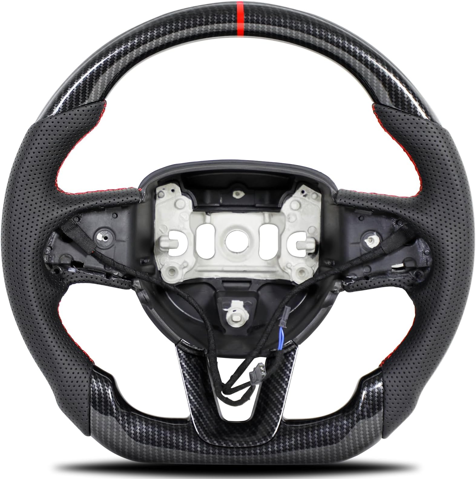 Hydro-Dip Carbon Fiber Steering Wheel for Dodge Challenger For Charger For Durango (2015-2024), SRT/SXT/RT,D-Shape Design, Hand-Stitched Nappa Perforated Leather With Heating
