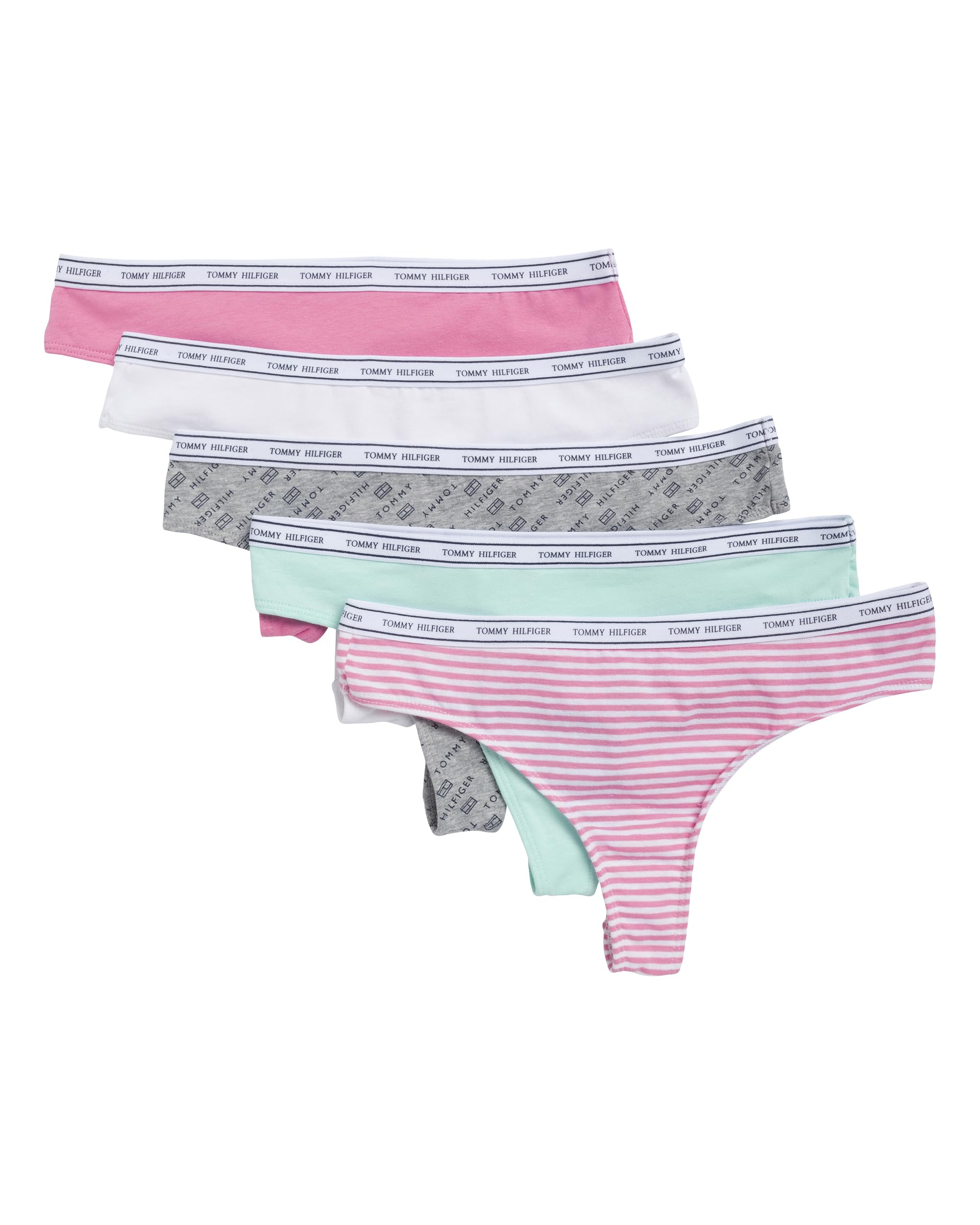 Tommy Hilfiger womens Classic Cotton Logoband Thong 5 Pack