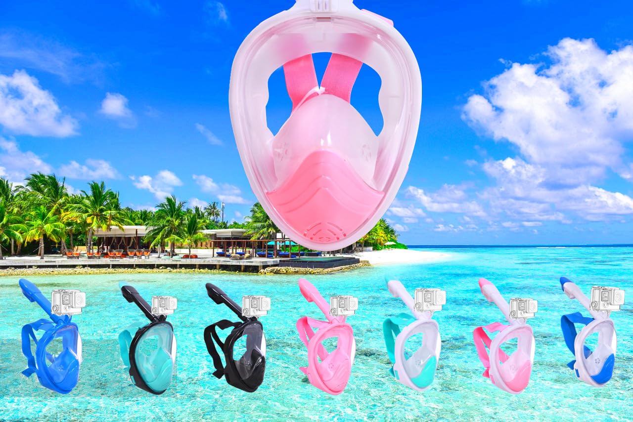 Wsobue Maschera Subacquea, Maschera Snorkeling Bambino con Visuale Panoramica 180° Design Pieno Facciale Anti-Appannamento e Anti-Infiltrazioni Maschere da Immersione