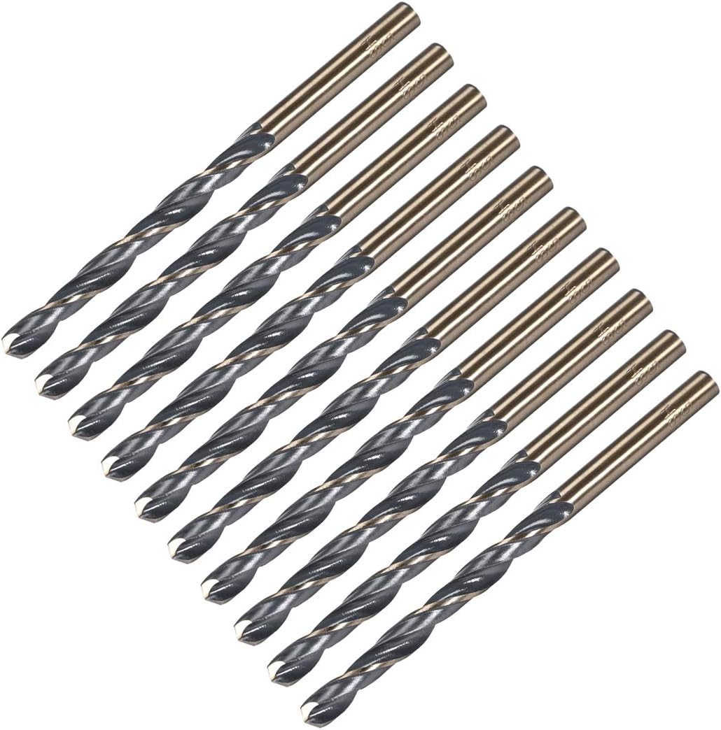 uxcell Straight Shank Twist Drill Bits 2.5mm High Speed Steel 4341 with 2.5mm Shank 10 Pcs for Stainless Steel Alloy Metal Plastic Wood