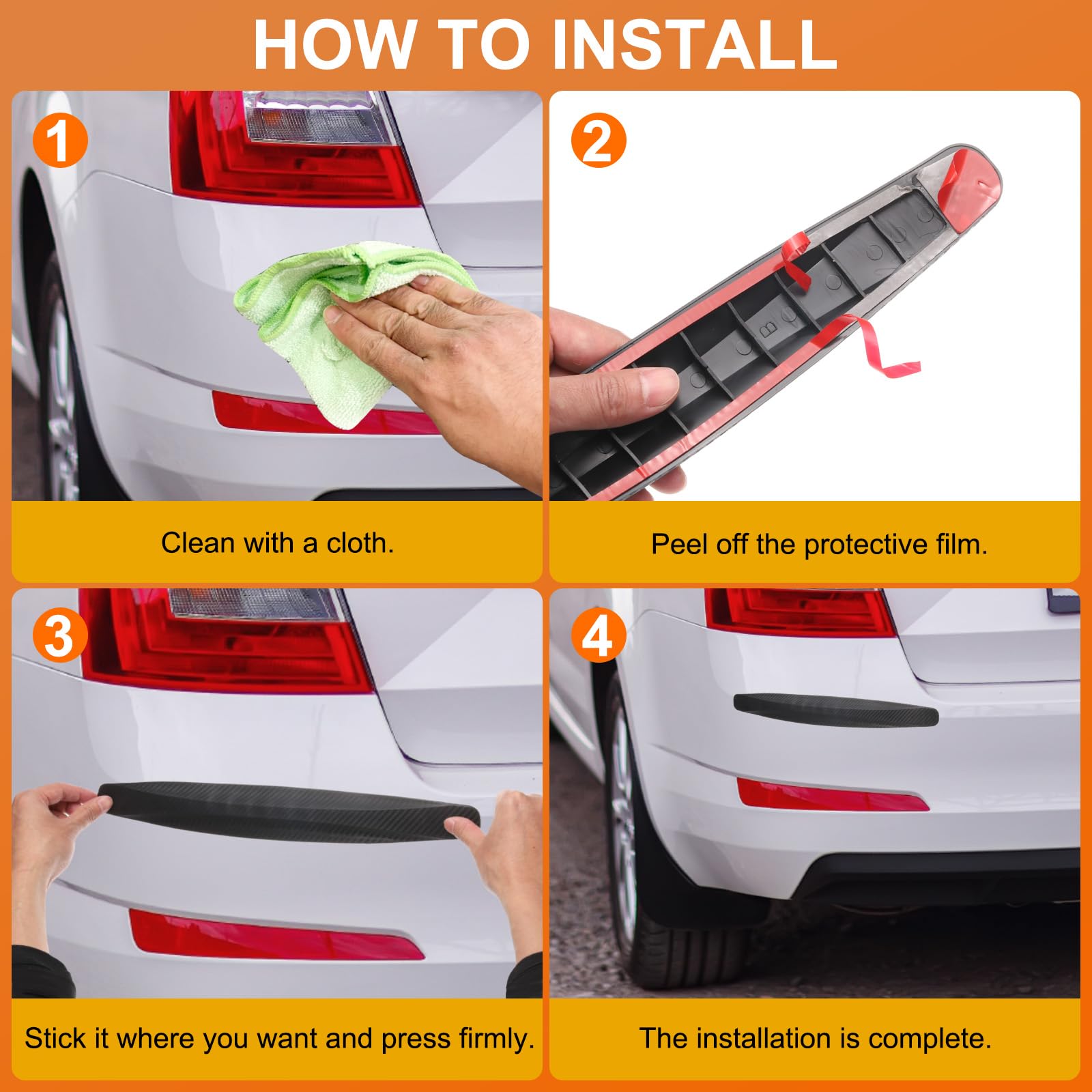 QUARKZMAN 8 Pezzi Fascia Paraurti Auto Protezione Antiurto Antigraffio Fascia Protettiva Paraurti Universale Anteriore e Posteriore per Auto SUV Pickup Camion, Bianco