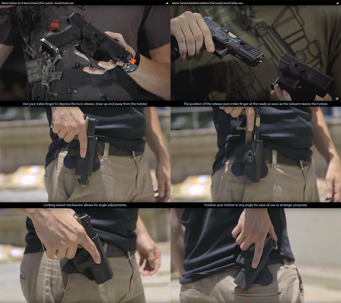 Evike Airsoft - Matrix Hardshell Adjustable Holster for S&W M&P9 Series Airsoft Pistols (Mount: Paddle Attachment) - (PID: 54318)