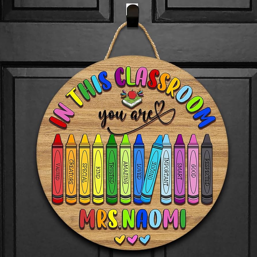 amazon-com-custom-classroom-door-sign-3d-laser-cut-custom-teacher-name-sign-crayon-classroom-decorations-back-to-school-decoration-teacher-signs-for-classroom-personalized-teacher-gifts-home-kitchen