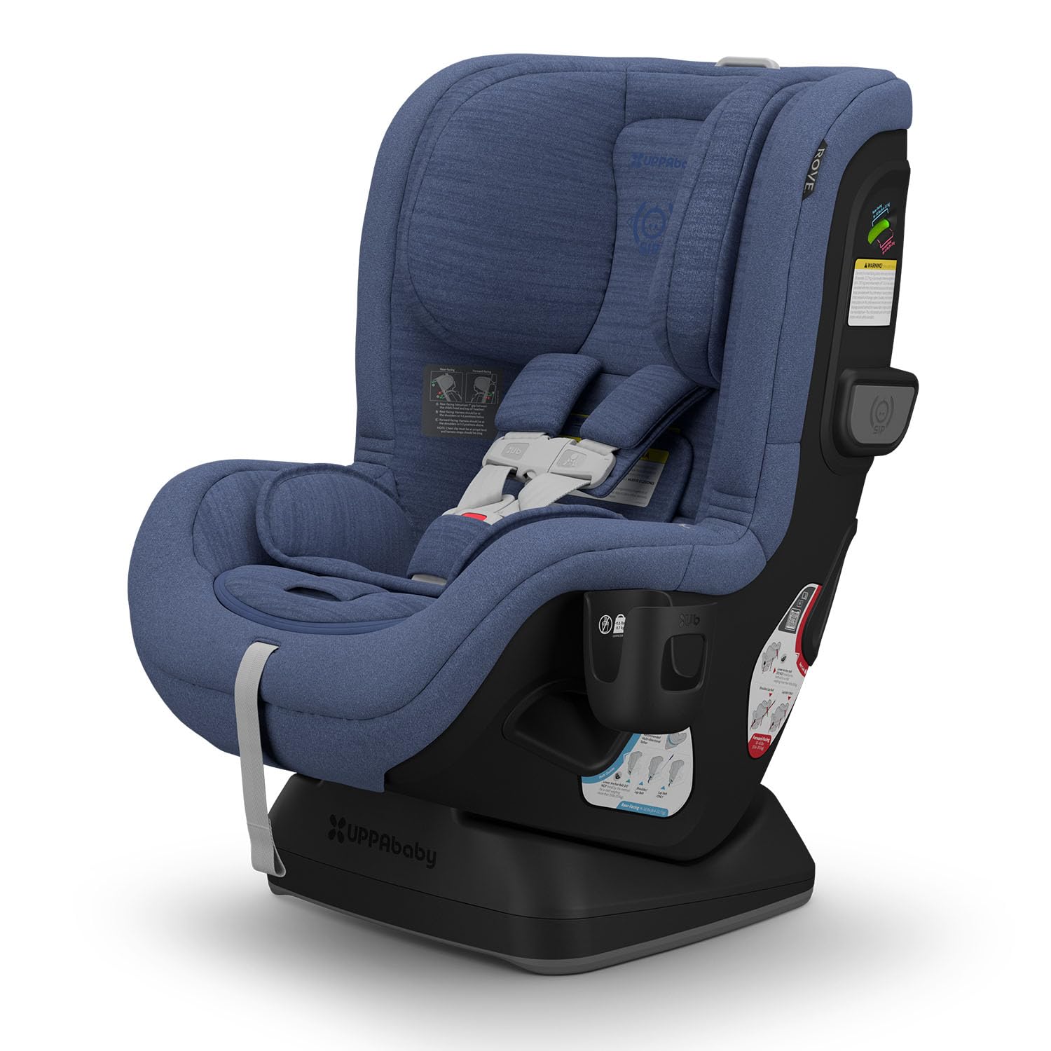uppababy rove convertible car seat - 2-in-1 rear + forward facing - quick + secure 3-step install - intuitive safety technology + comfort features - cup holder included - cody (coastal blue)