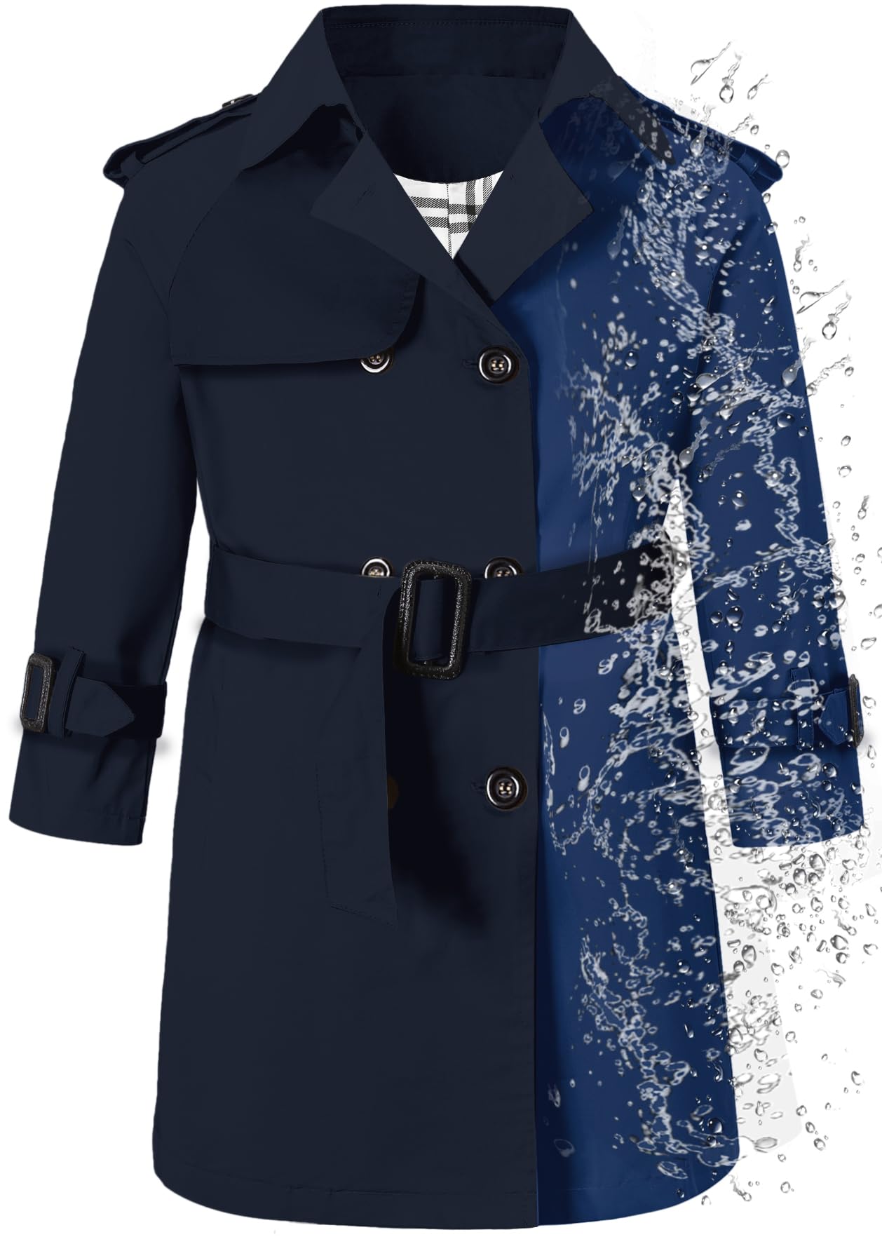 Betusline Boys Waterproof Trench Coat Double Breasted Classic Belted Outwear Jacket Dress Coats