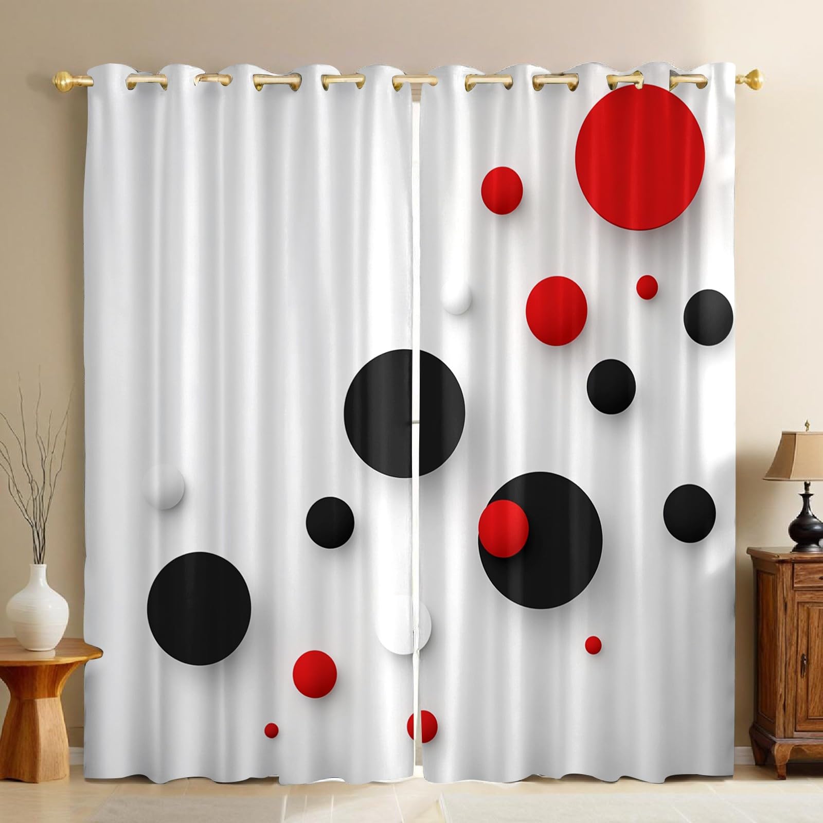 Rideaux occultants motif abstrait 140x280cm lot de 2 opaques thermiques noirs avec œillets
