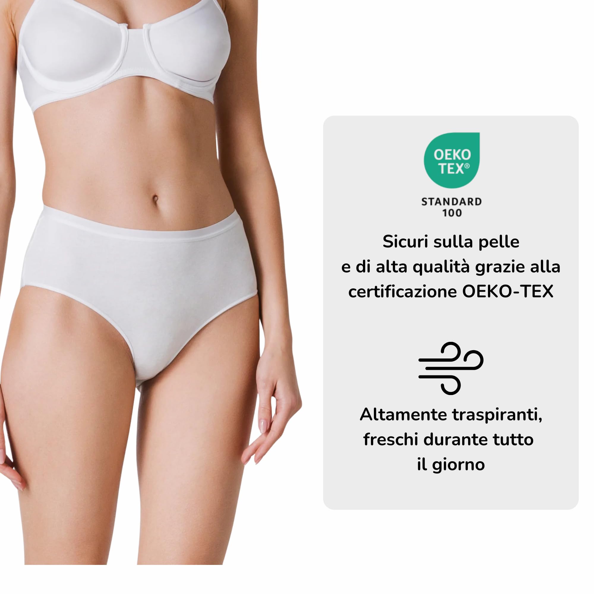 LIABEL Slip Donna in Cotone (Pacco da 6 e 12) Elasticizzato Mutande Midi T25, Certificato Oeko-Tex, Traspirante, Non Lascia segni