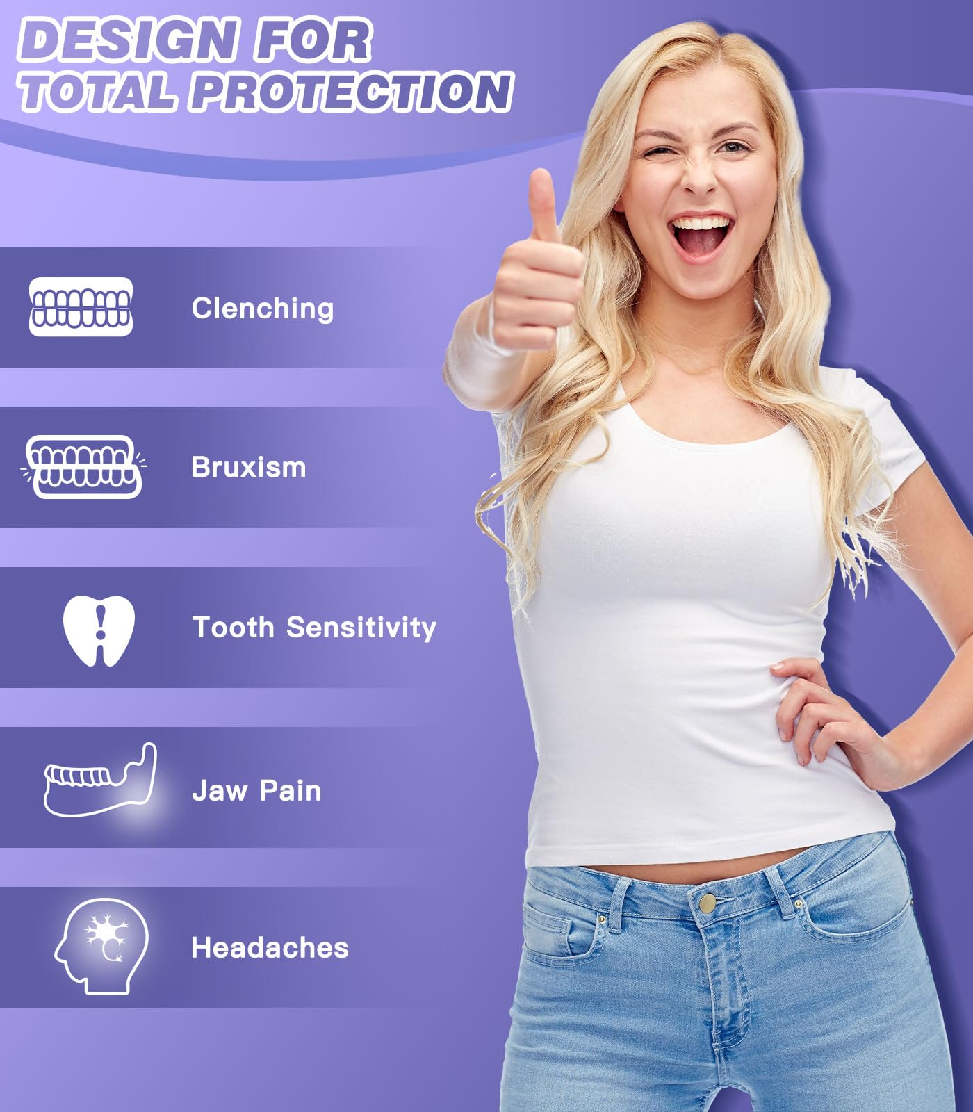 Litlcutie Protector Bucal para el Rechinamiento de los Dientes por la Noche, Protectores Nocturnos para el Rechinamiento de los Dientes con Estuche de Espejo 2x 5X,4 Paquetes, Morado — view 6