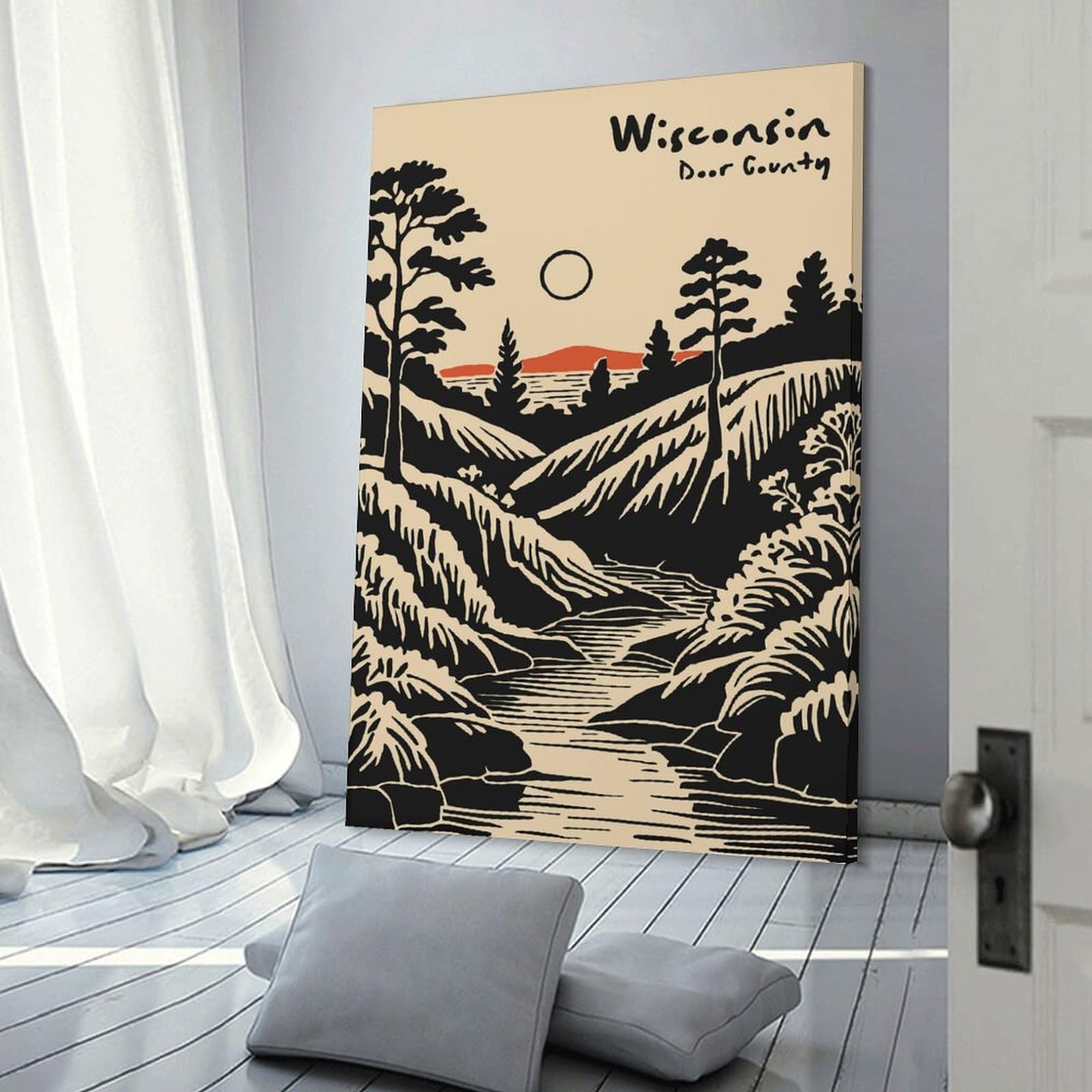 Junmoney Wisconsin Door County Landscape Decorative Canvas Print, 24x36inch(60x90cm), for Hallway, Entryway Or Landing, Home Artwork for First Impressions