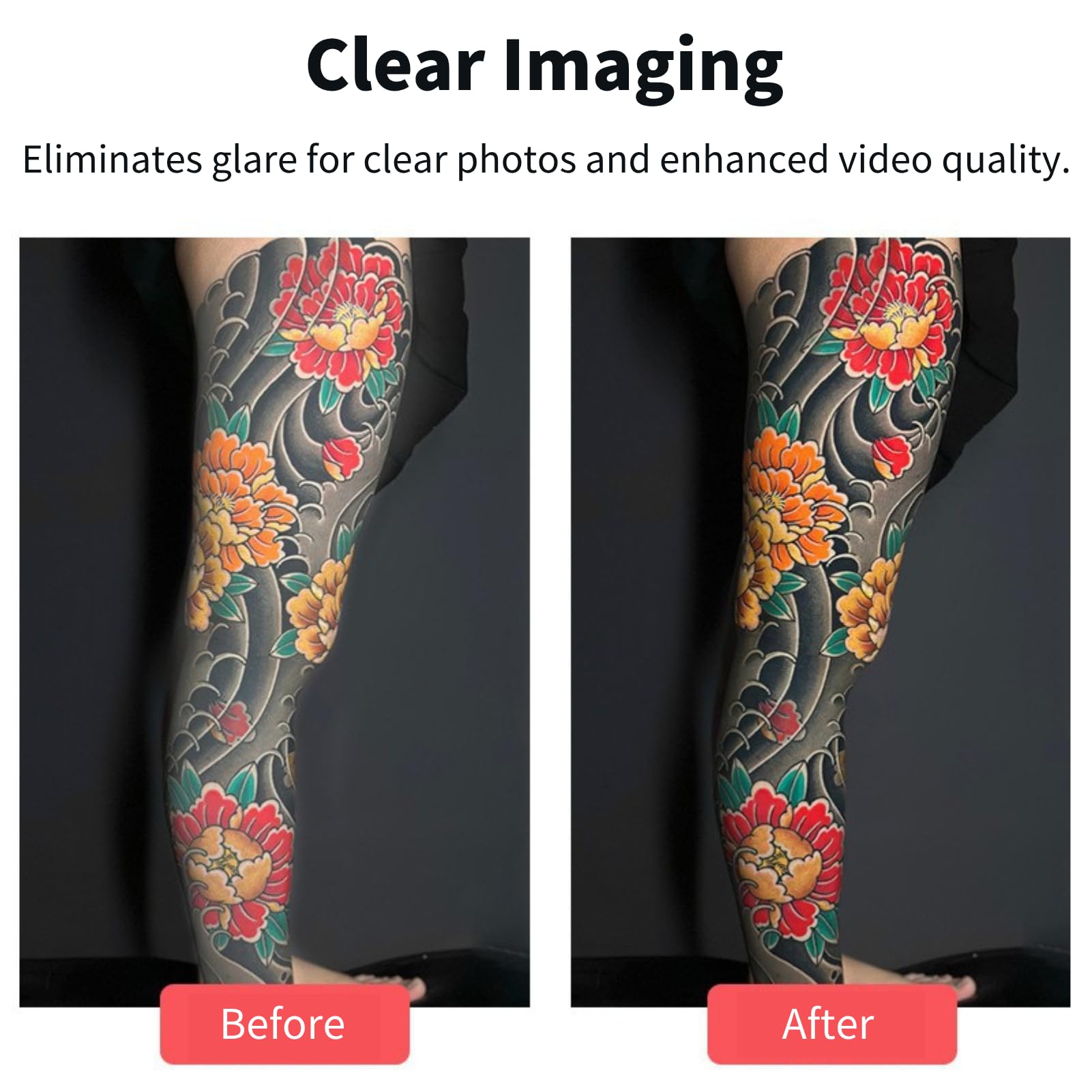 Clip Fill Light con Lente Polarizador CPL, Brillo Ajustable Eliminando Reflejos Luz de Video Fotográfica para Smartphones y Cámaras, Portátil Batería 3100mAh Pantalla OLED