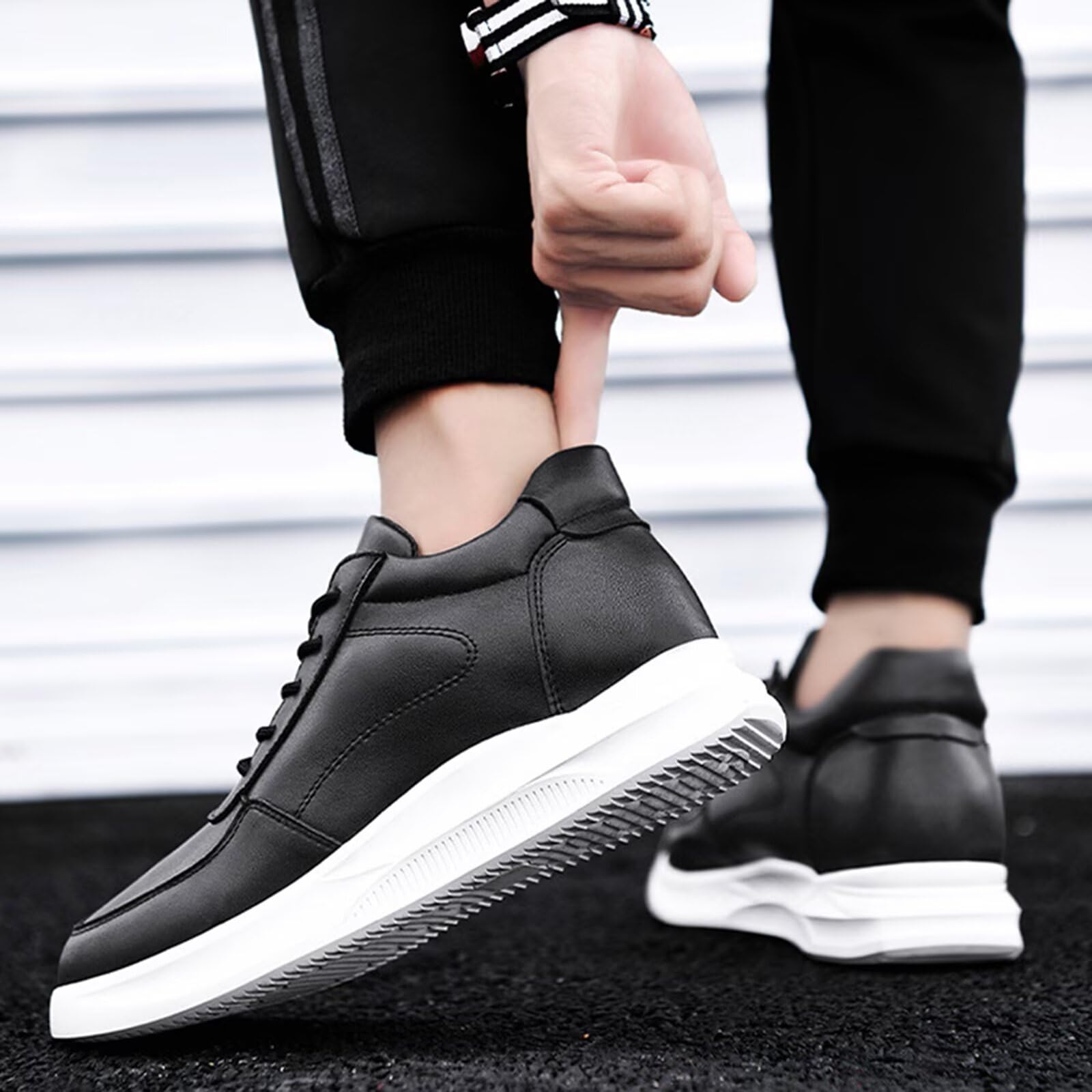 Scarpe rialzanti Invisibili da Uomo con Rialzo - Scarpe da Ginnastica Eleganti alla Moda con Lacci 2,36'' Casual Passeggio