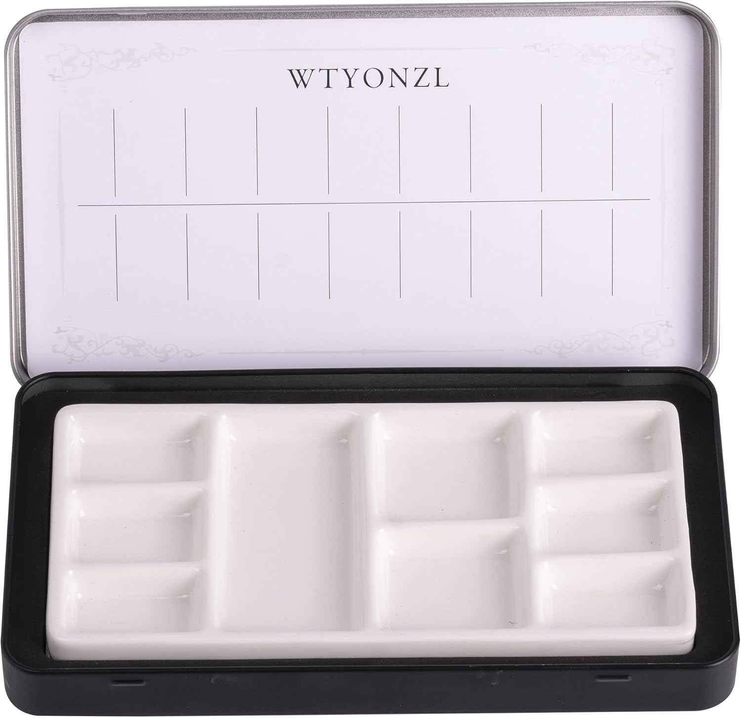 Travel Watercolor Palette,Portable Ceramic Palette 9 Well,Empty Wet Palette Metal Paint Box with Porcelain Palette(Silve Box)