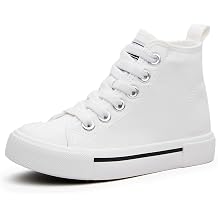 Kids High Tops Canvas Sneakers Toddler Boys and Girls Walking Shoes with Hook and Loop