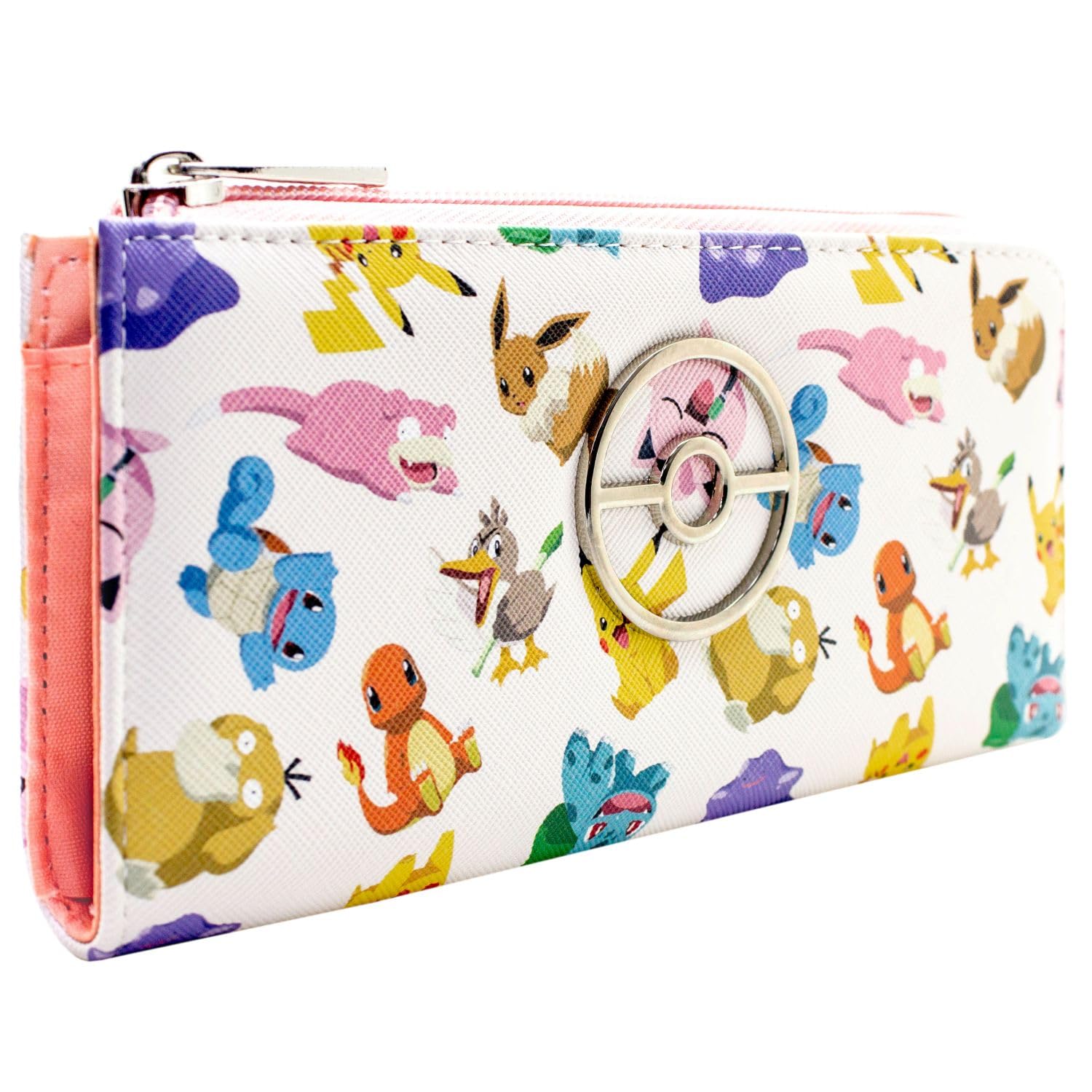 ThunderboltPika! Bulba! Char! Slow! Finger! Psy! Poke Sounds Bag/Coin Purse Zipper Pocket for Coins & Card Holder, Off-White