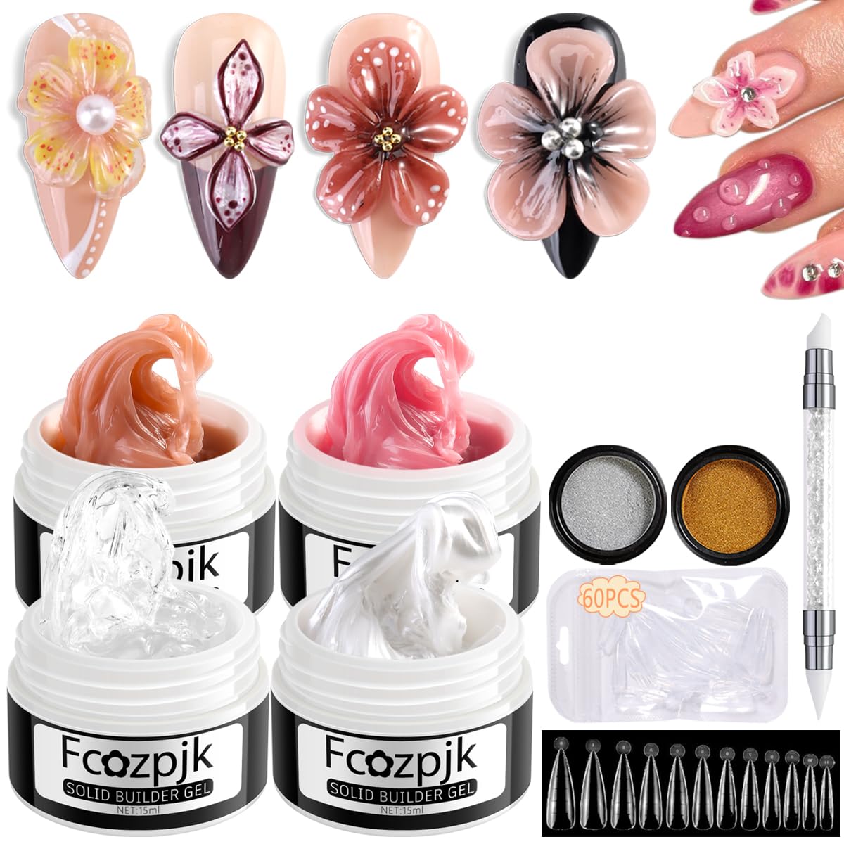 Amazon.com: Fcozpjk Solid Builder Gel for Nails, 4 Colors Solid