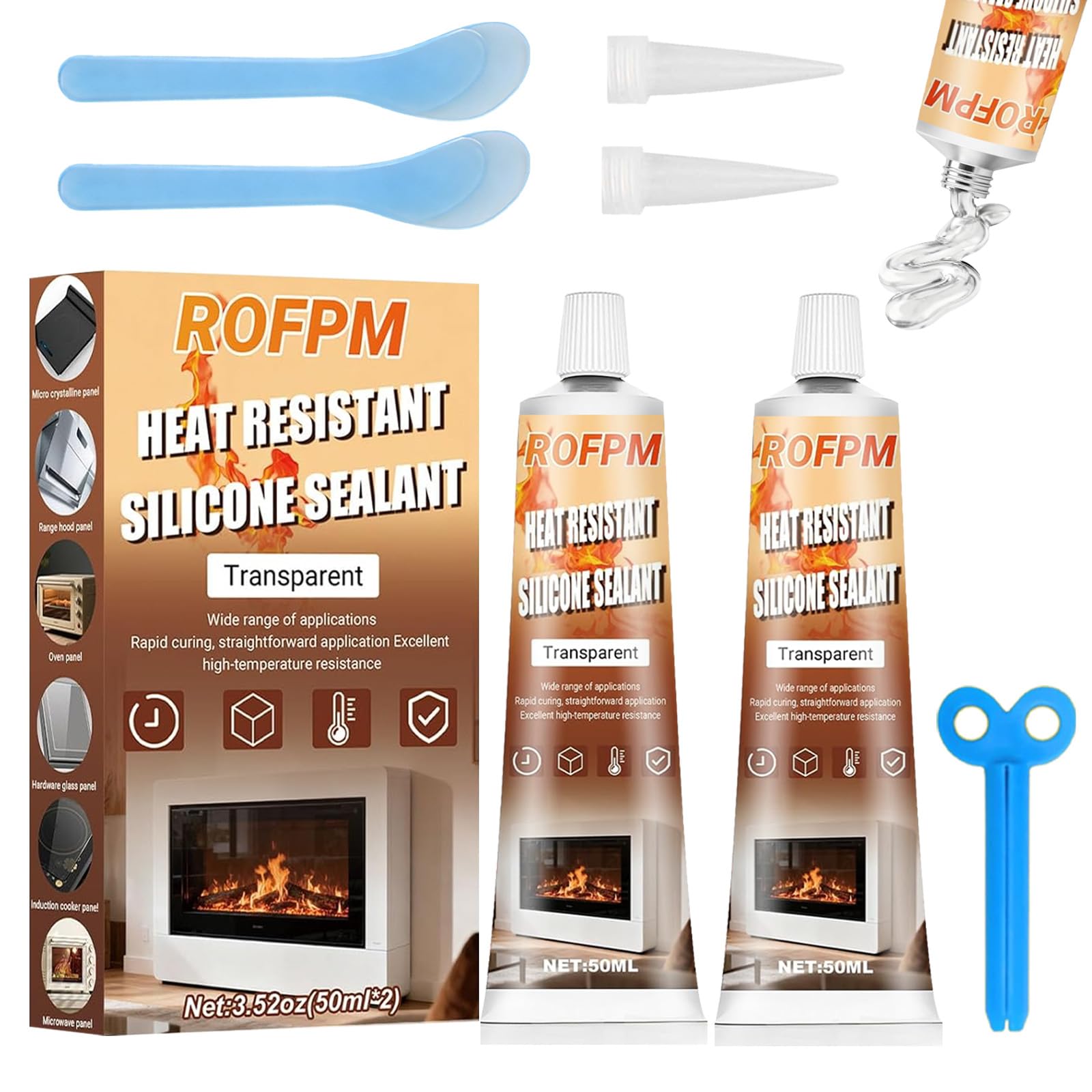 High Temperature Silicone Sealant, Heat Resistant Silicone, Oven Door Seal Glue, Transparent Heat Resistant Glue for Oven Door, Glass Cooktops, Microwave Ovens, Induction Hobs, Kettle Gaskets