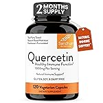 Quercetin 500mg Vegetarian Capsules 120 Count | 1000mg Per Serving of 2 Capsules | Immune Support Supplements For Respiratory, Cellular Health & Seasonal Allergies | Quercitin for Men & Women Immunity