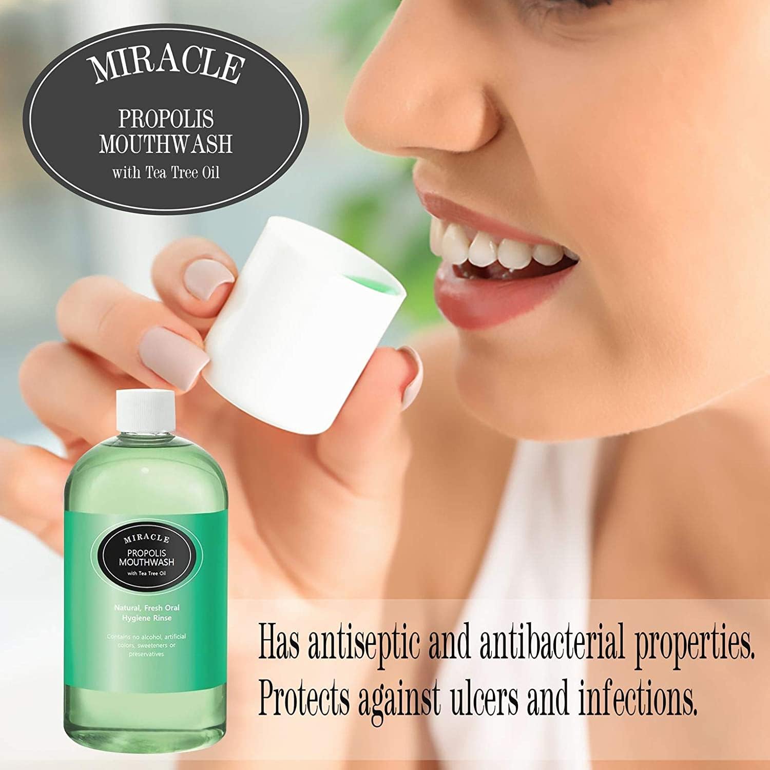 Miracle Propolis Mouthwash, 16 oz and Propolis Toothpaste, 6.4 oz Combo Set, 2 Pack No Fluoride