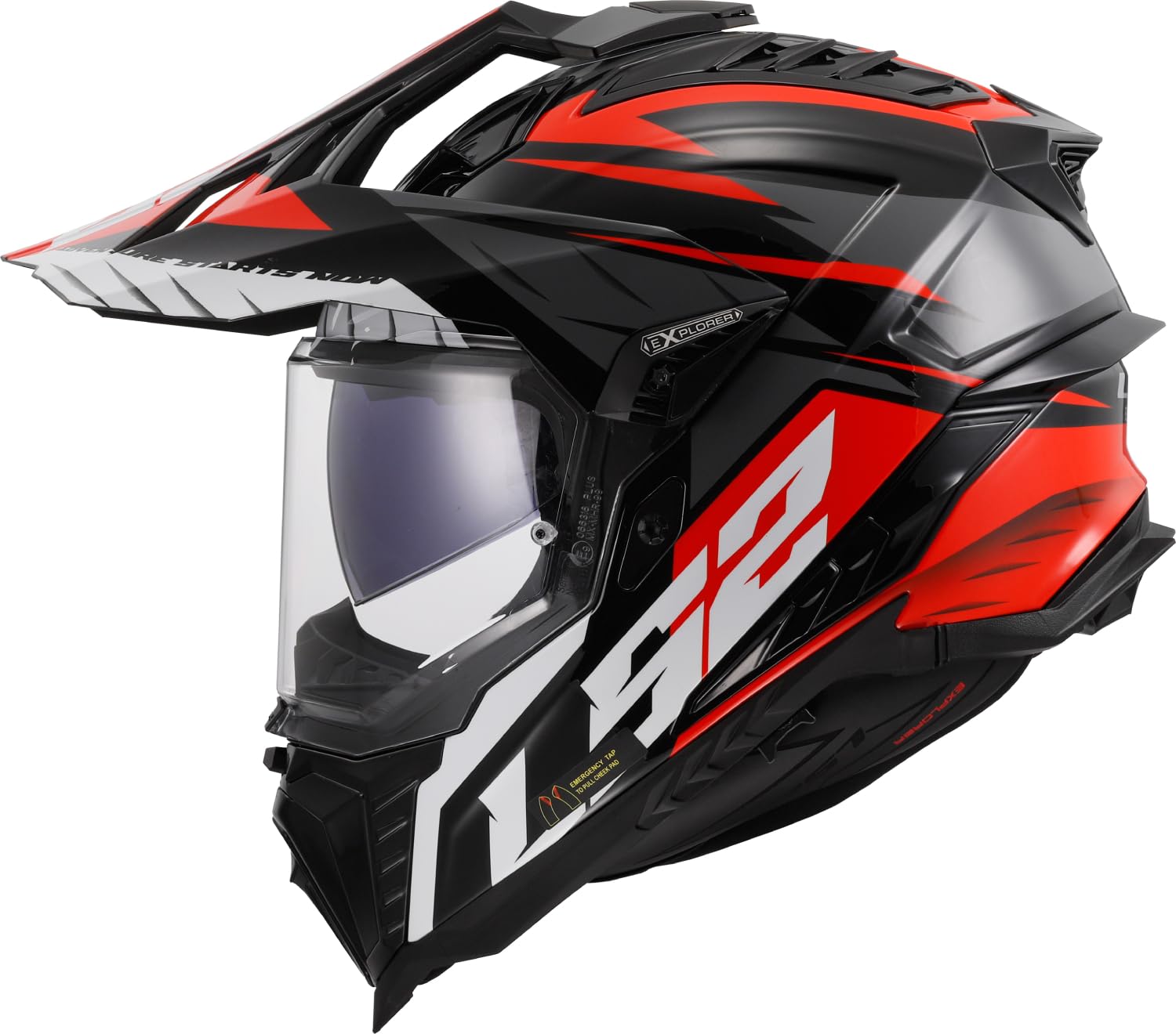 LS2, Casco Moto Cross EXPLORER SPIRE Black Titanium Red, XL